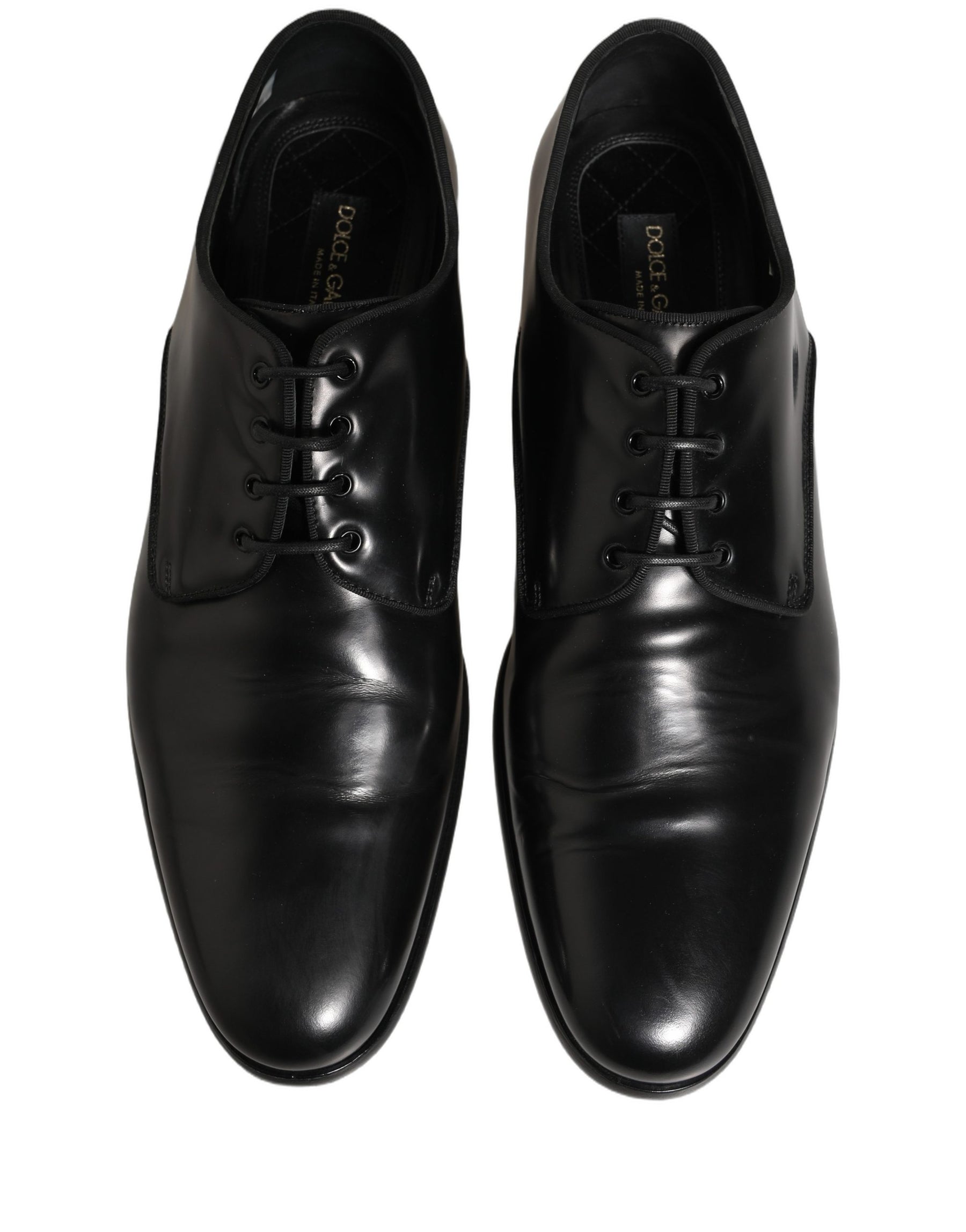 Dolce & Gabbana Black Leather Men Derby Dress Formal Shoes | Regal Royce