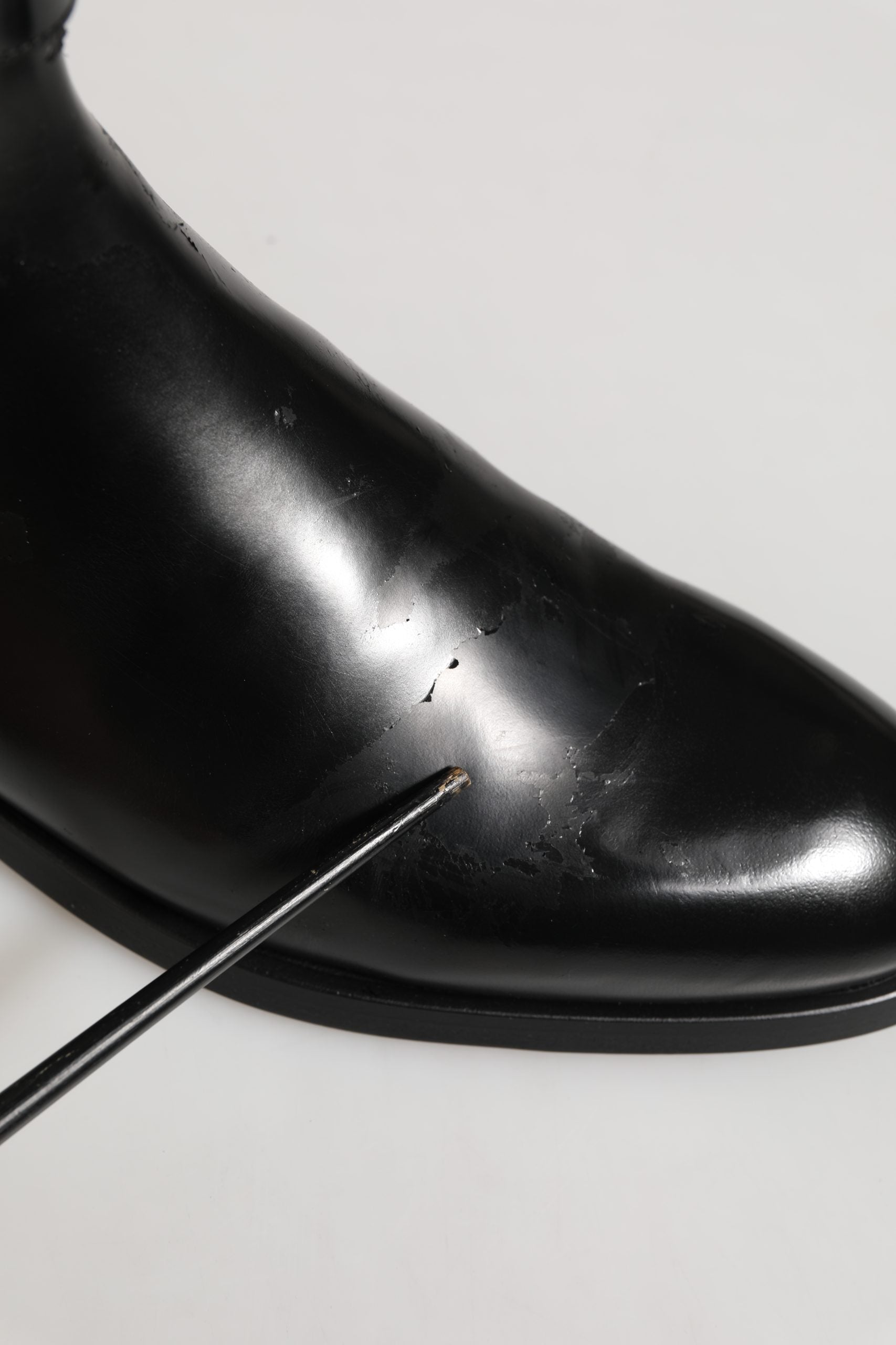 Dolce & Gabbana Black Leather Logo Buckle Mid Calf Boots Shoes | Regal Royce