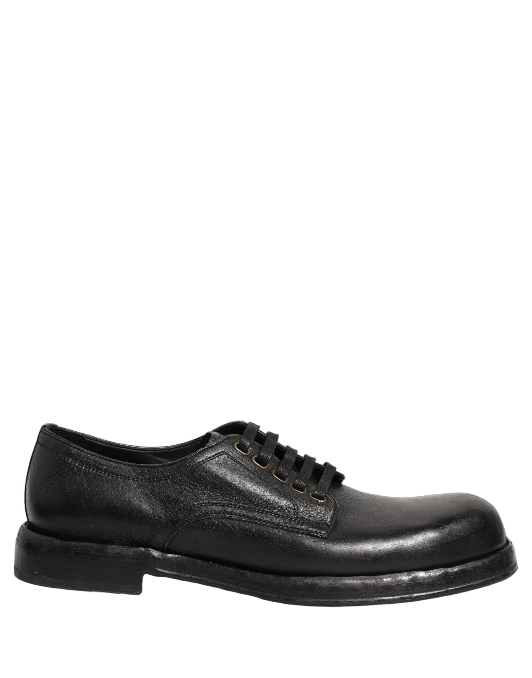 Dolce & Gabbana Black Leather Lace Up Derby Dress Men Shoes | Regal Royce