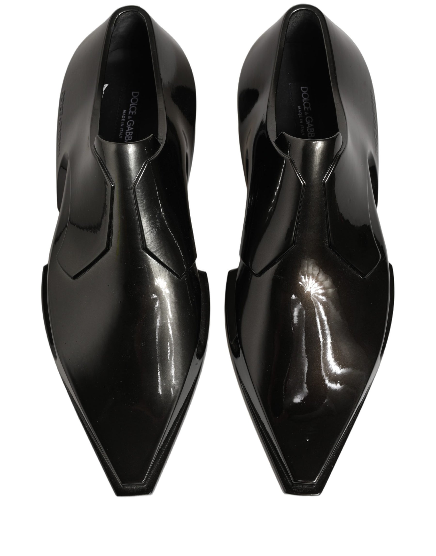 Dolce & Gabbana Dress Shiny Black Slip On Plastic Dress Shoes | Regal Royce