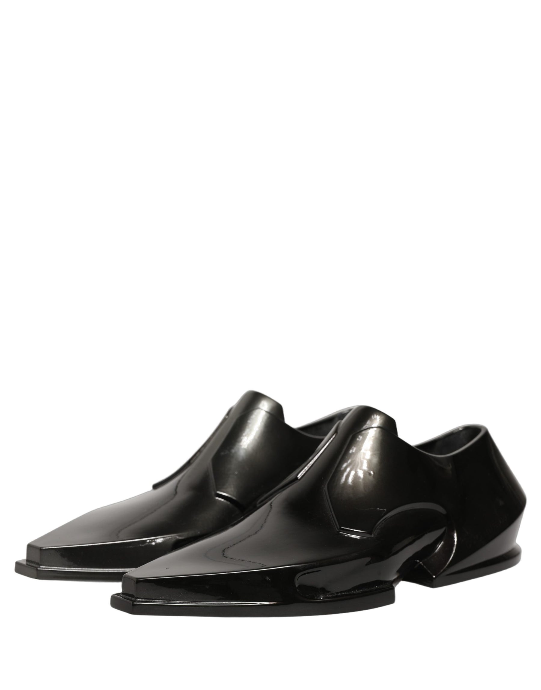 Dolce & Gabbana Dress Shiny Black Slip On Plastic Dress Shoes | Regal Royce