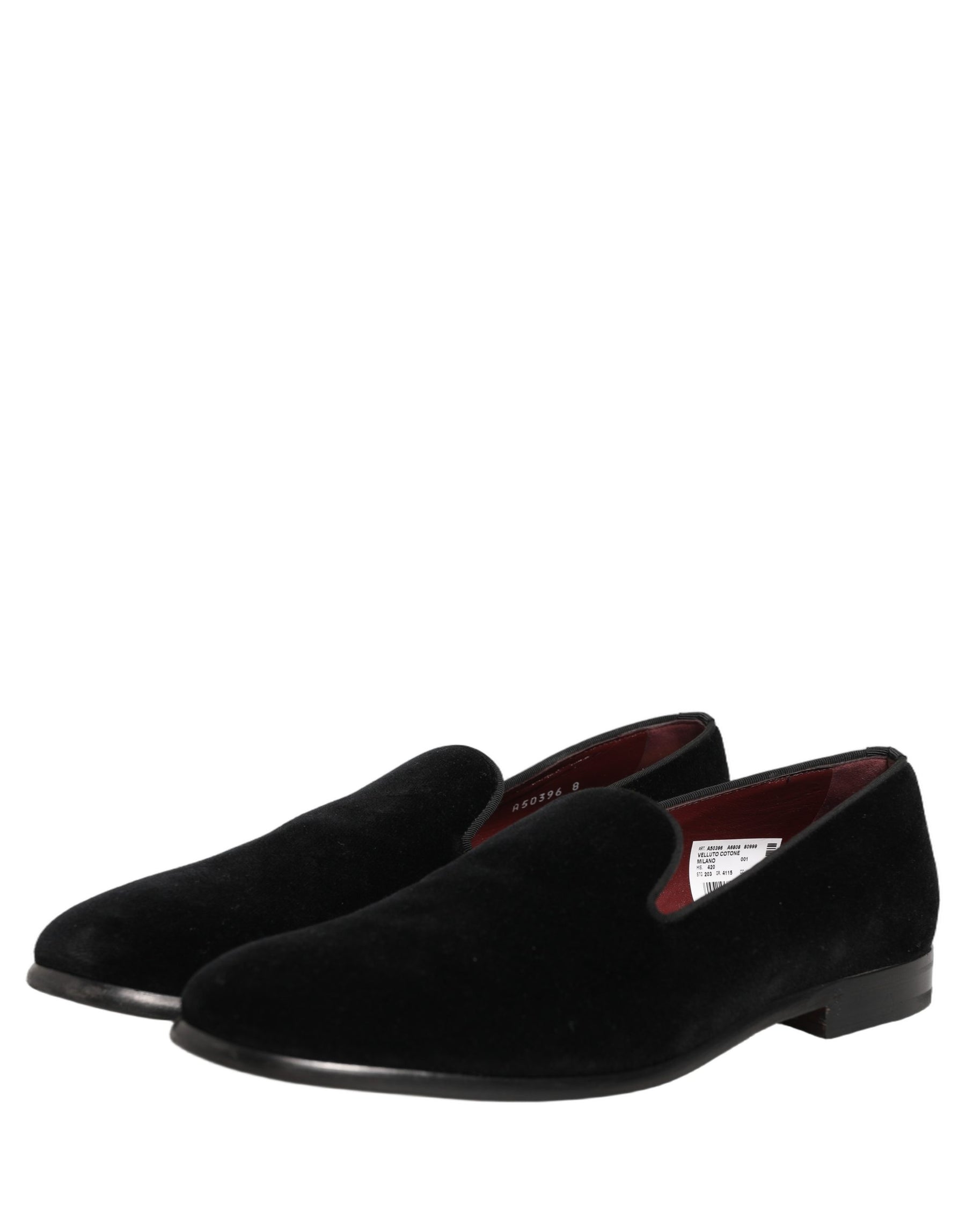 Dolce & Gabbana Black Velvet Cotton Loafers Formal Dress Shoes | Regal Royce