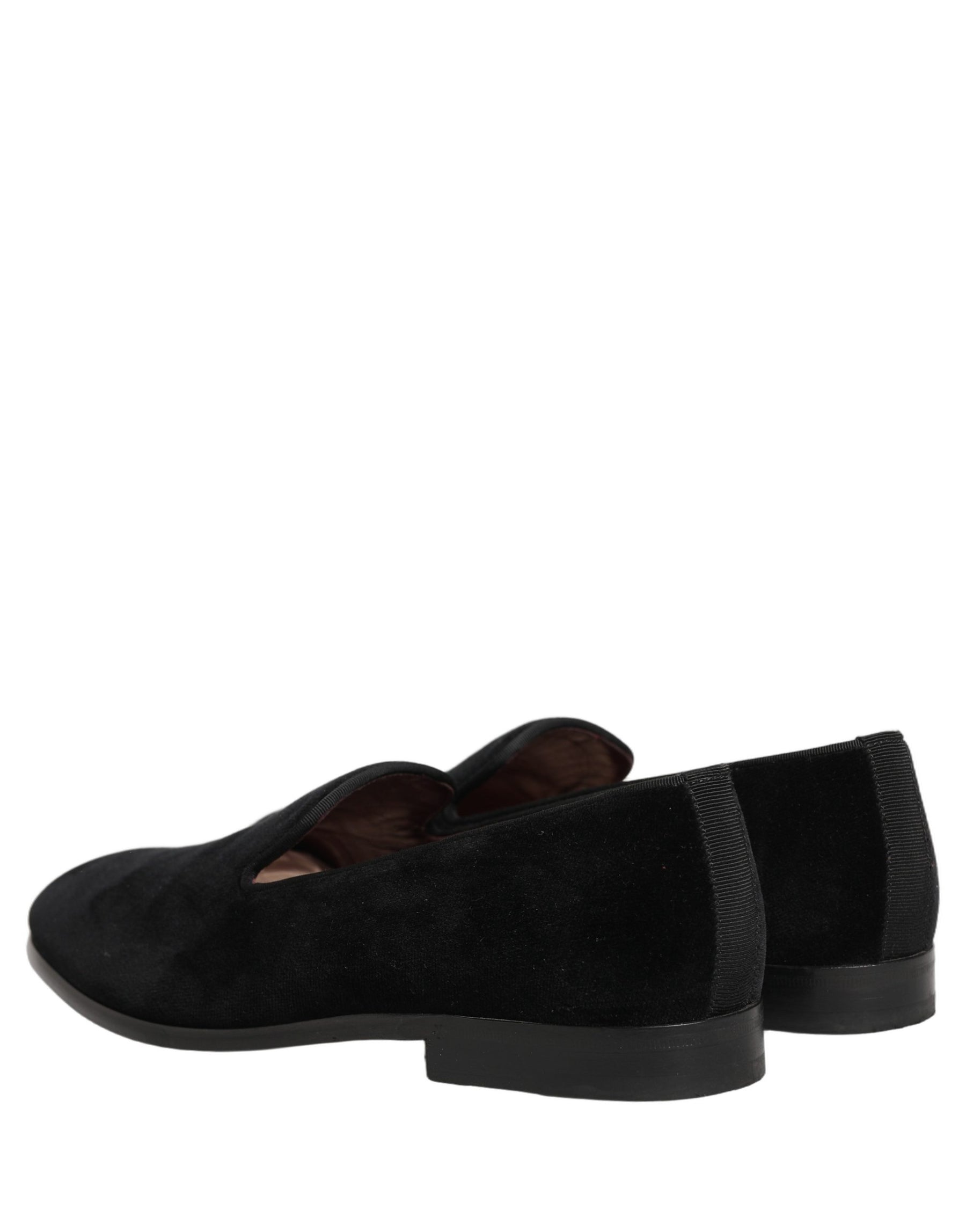 Dolce & Gabbana Black Velvet Cotton Loafers Formal Dress Shoes | Regal Royce