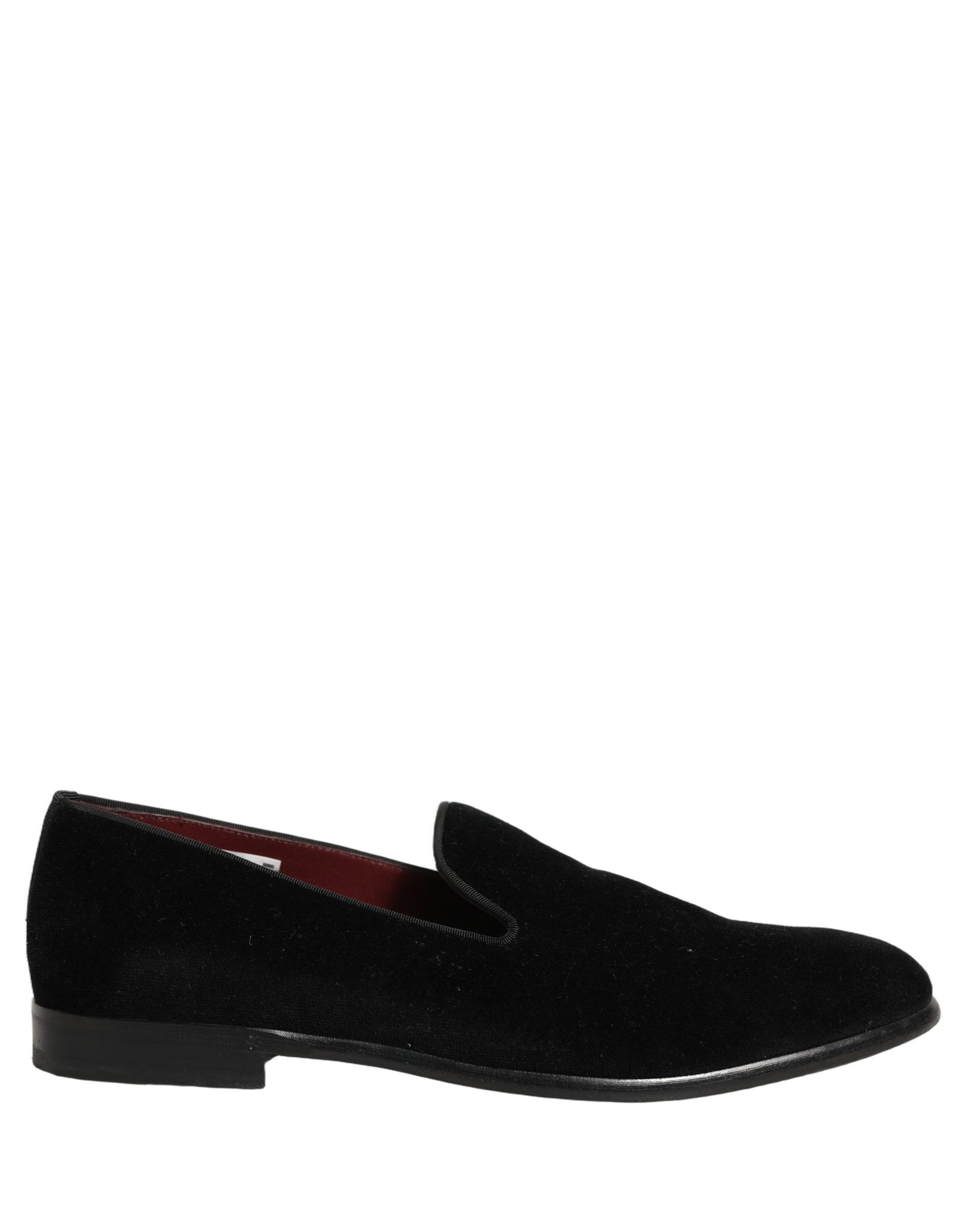 Dolce & Gabbana Black Velvet Cotton Loafers Formal Dress Shoes | Regal Royce