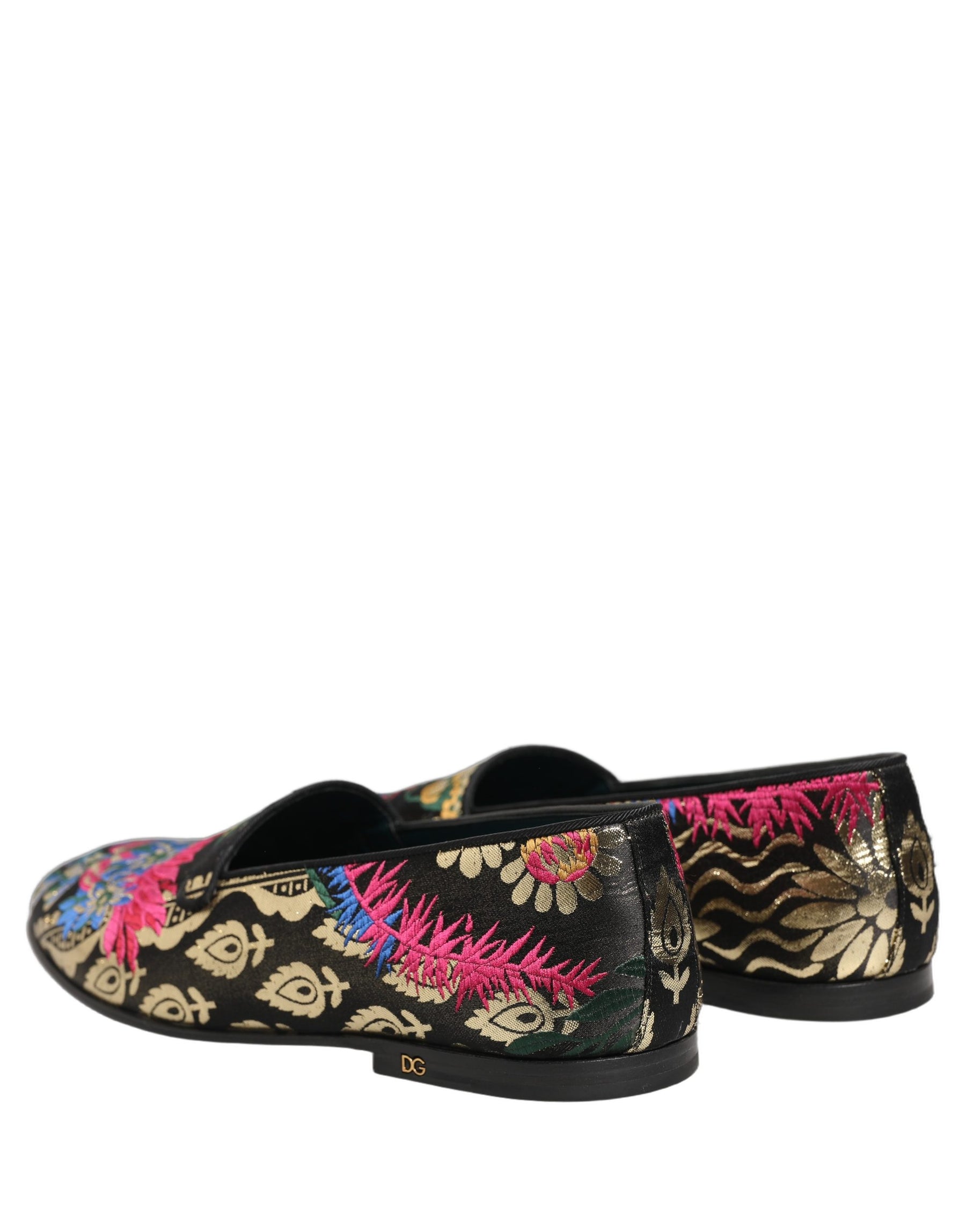 Dolce & Gabbana Black Jacquard Floral Loafers Men Dress Shoes | Regal Royce
