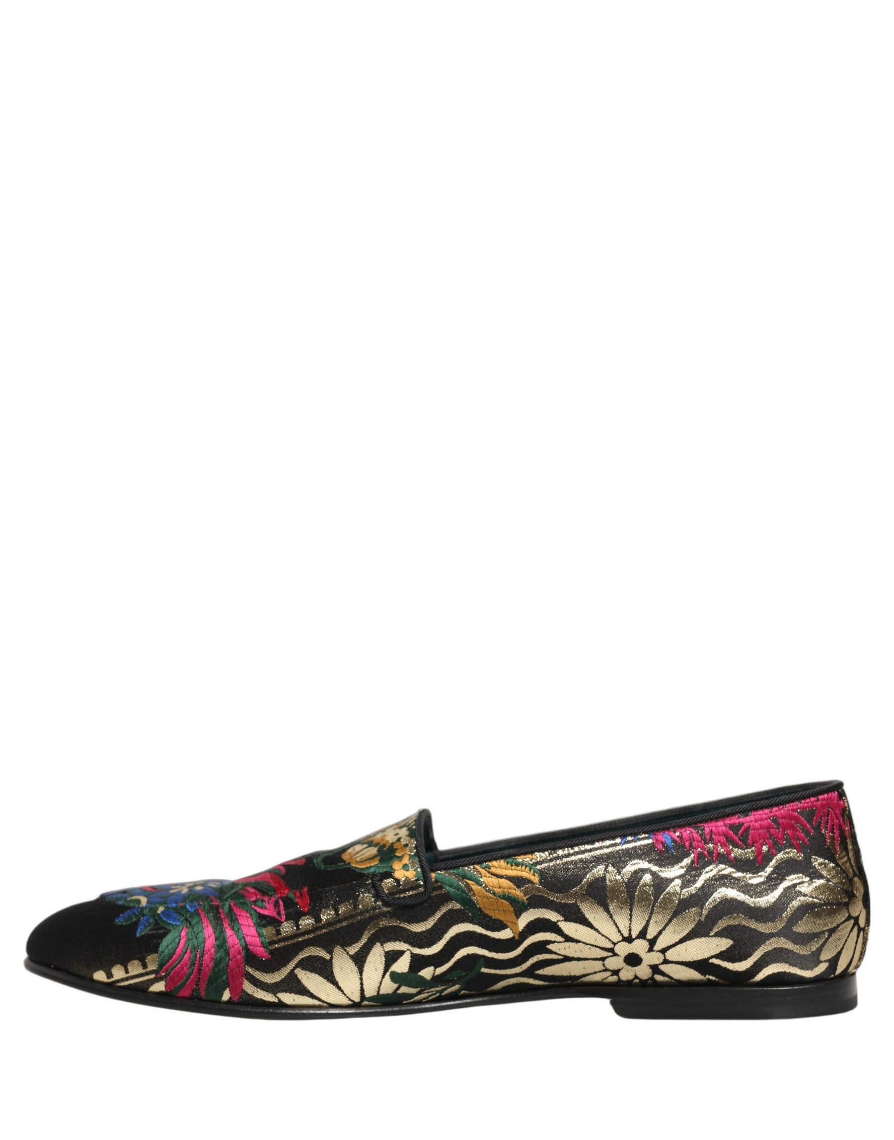 Dolce & Gabbana Black Jacquard Floral Loafers Men Dress Shoes | Regal Royce