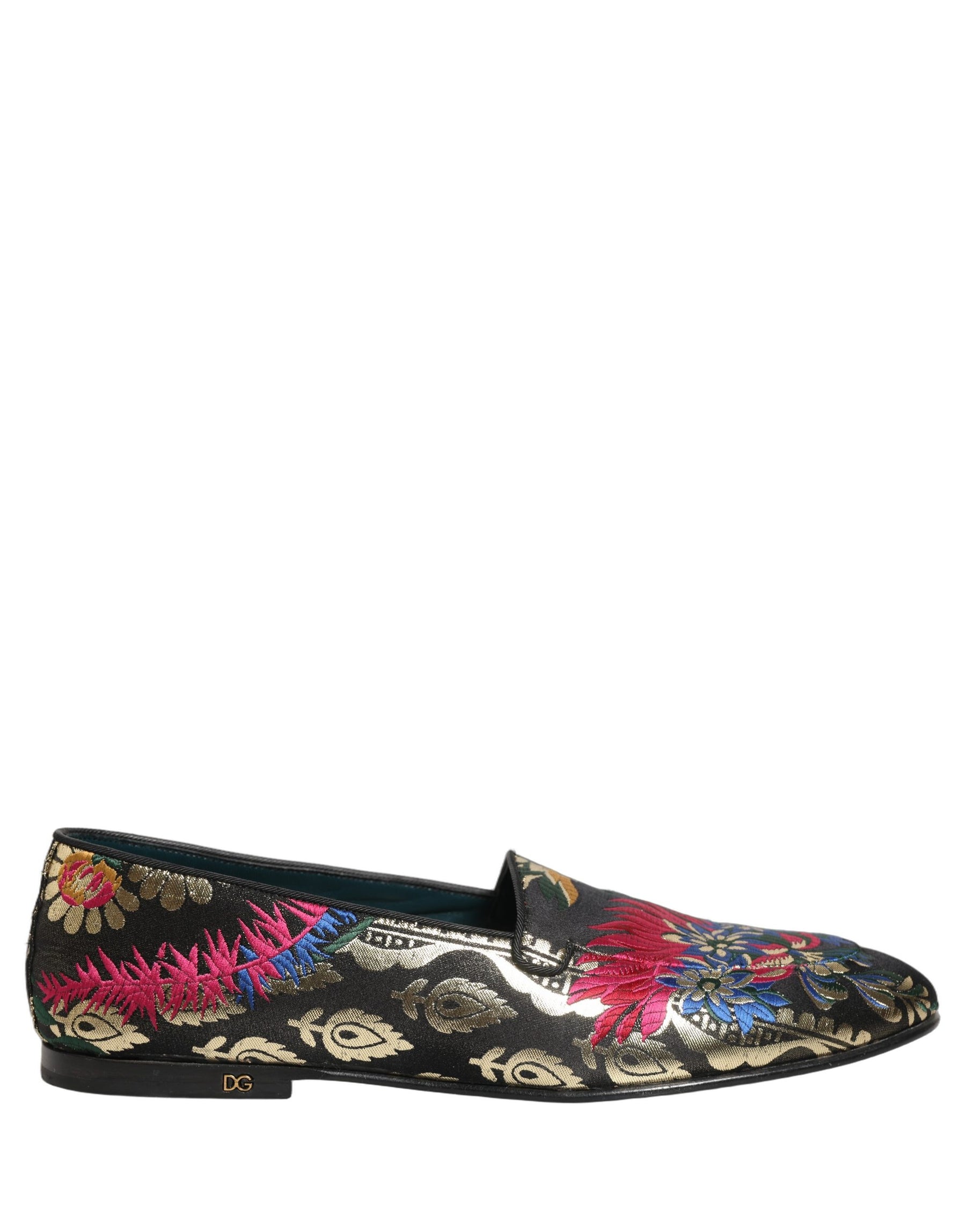 Dolce & Gabbana Black Jacquard Floral Loafers Men Dress Shoes | Regal Royce