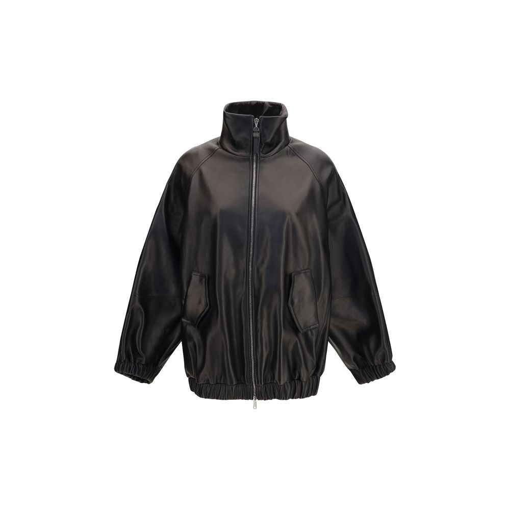 Brunello Cucinelli Black Lamb Ovis Aries Aries Leather Jacket | Regal Royce