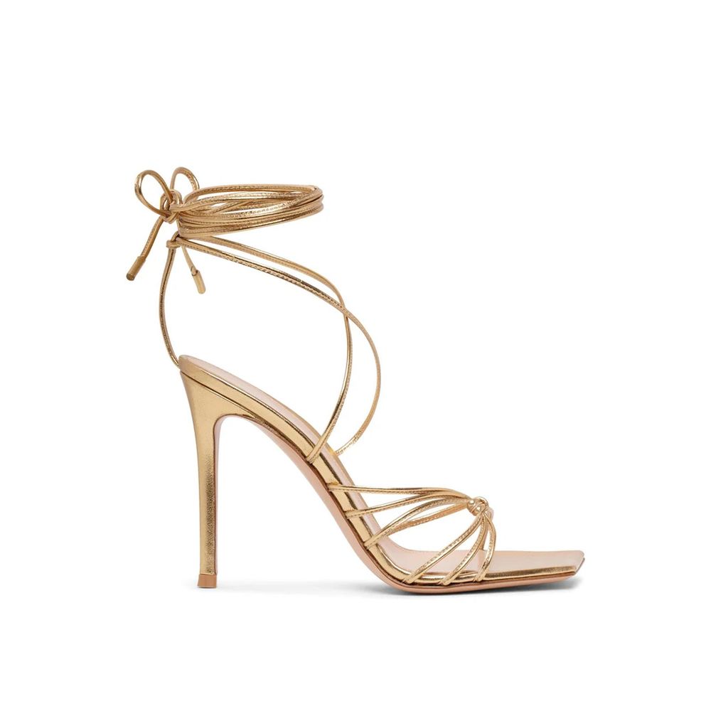 Gianvito Rossi Gold Calfskin Stiletto Heel Sandals | Regal Royce