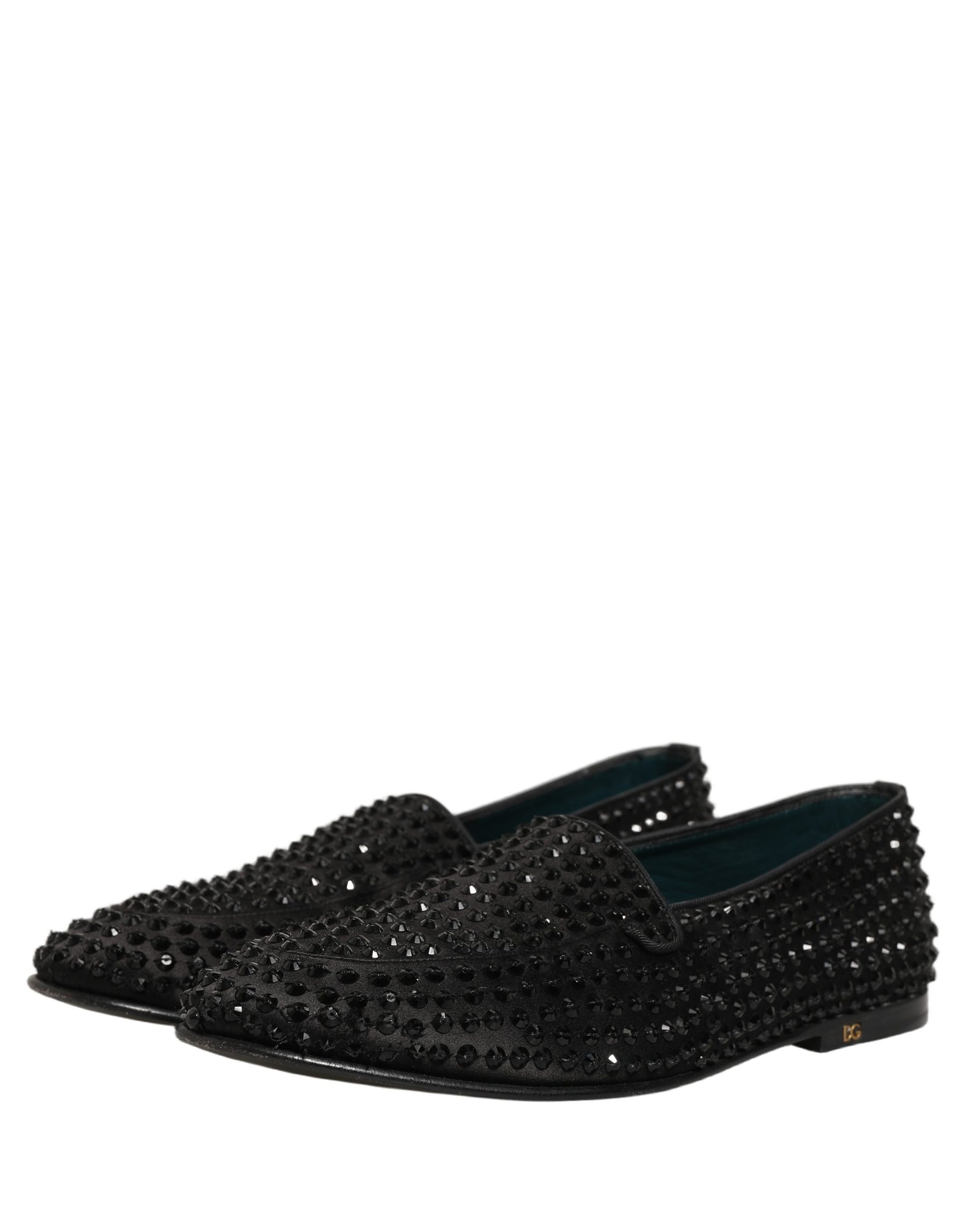 Dolce & Gabbana Black Rhinestone Embellished Loafers Shoes | Regal Royce