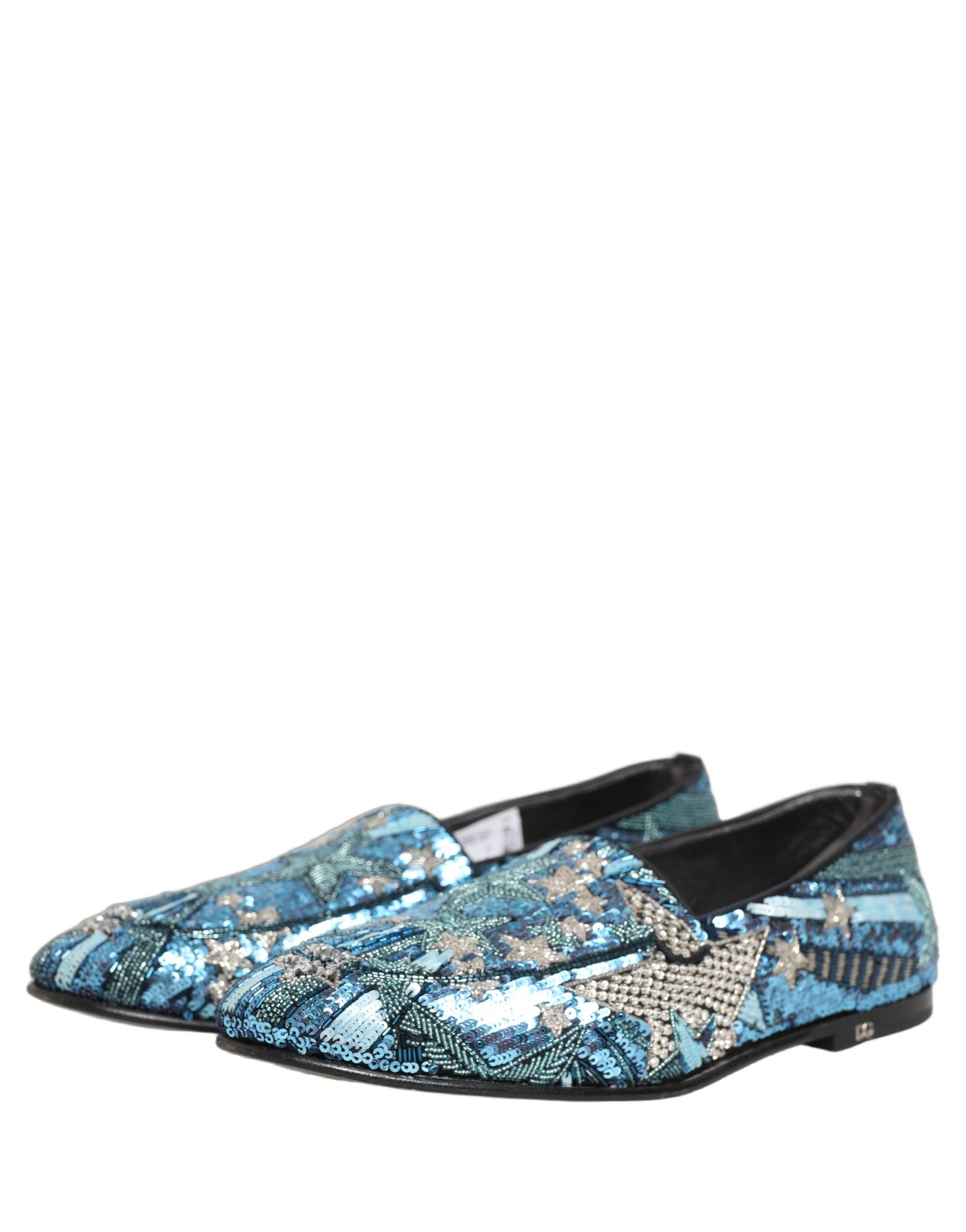 Dolce & Gabbana Multicolor Embroidered Sequin Loafers Shoes | Regal Royce