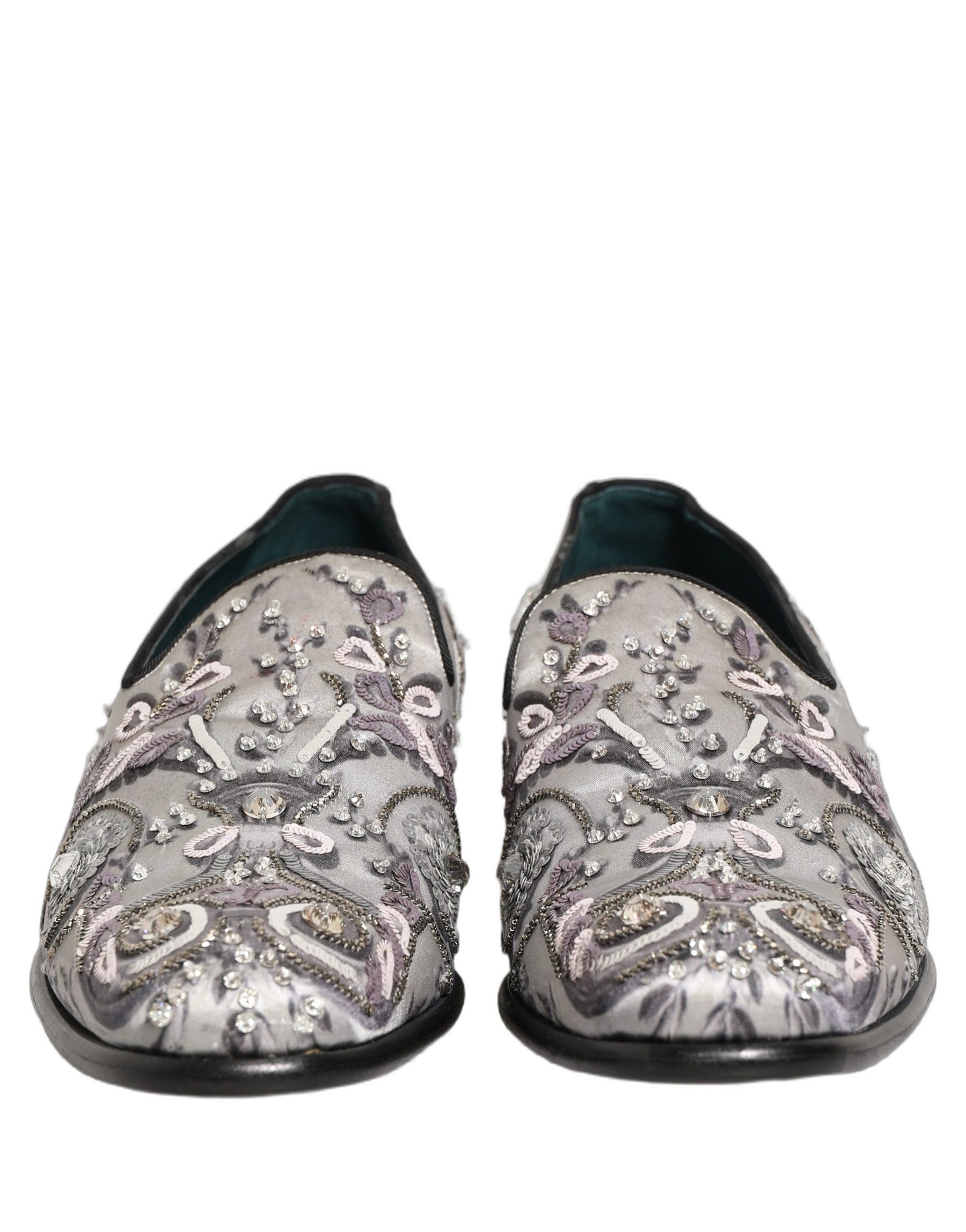 Dolce & Gabbana White Sequined Formal Slip On Loafers Shoes | Regal Royce
