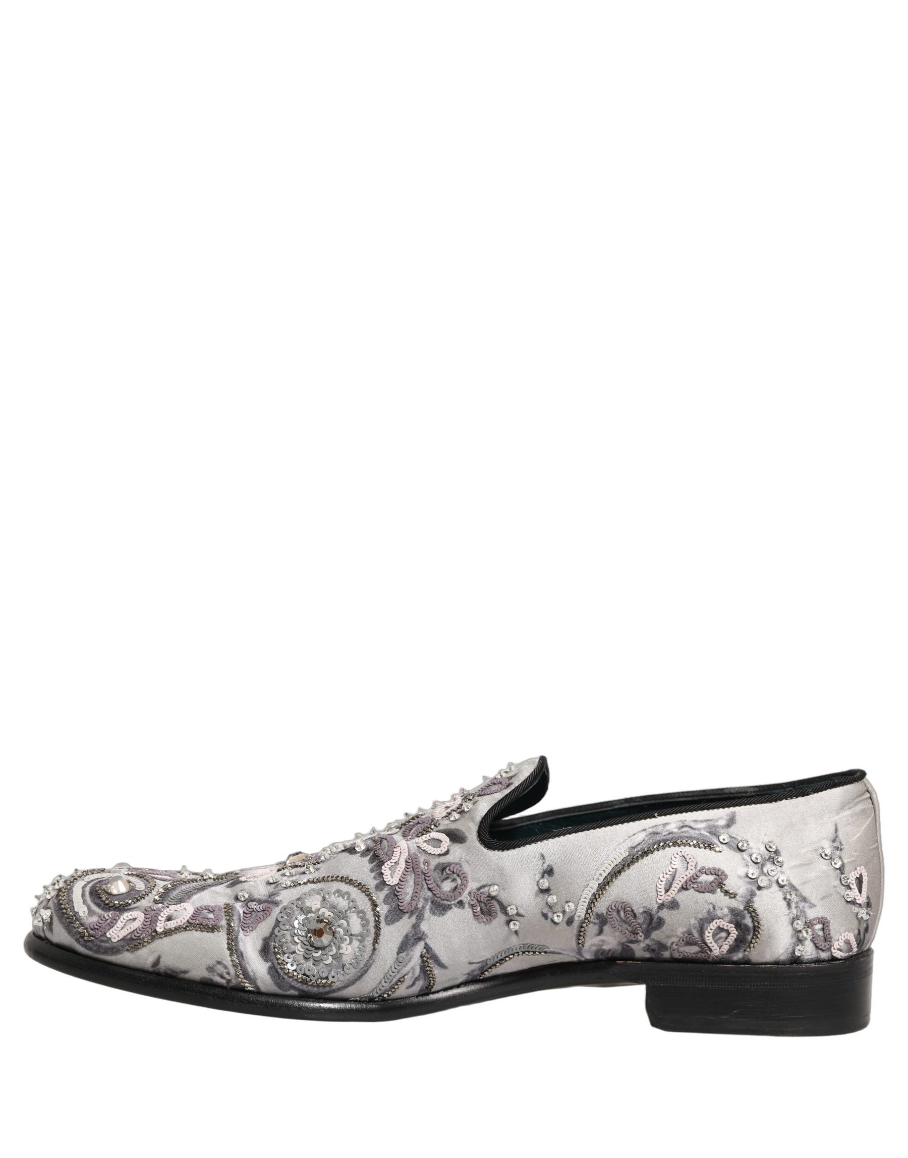 Dolce & Gabbana White Sequined Formal Slip On Loafers Shoes | Regal Royce