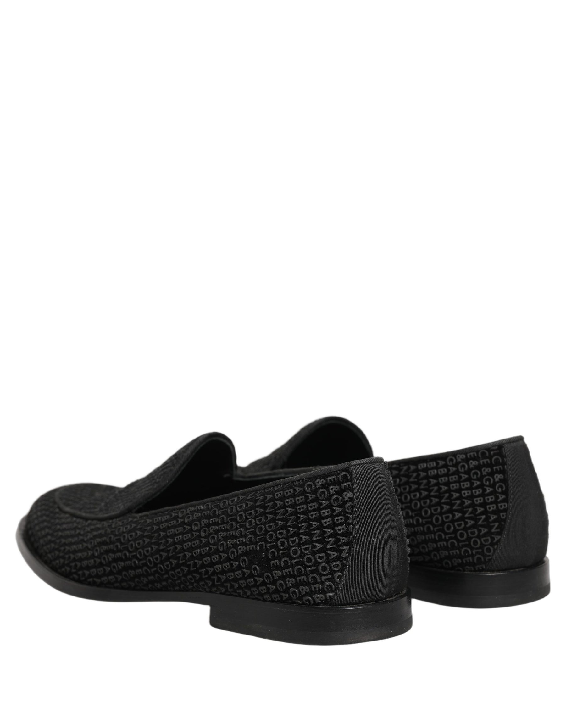 Dolce & Gabbana Black Logo Monogram Men Dress Loafers Shoes | Regal Royce