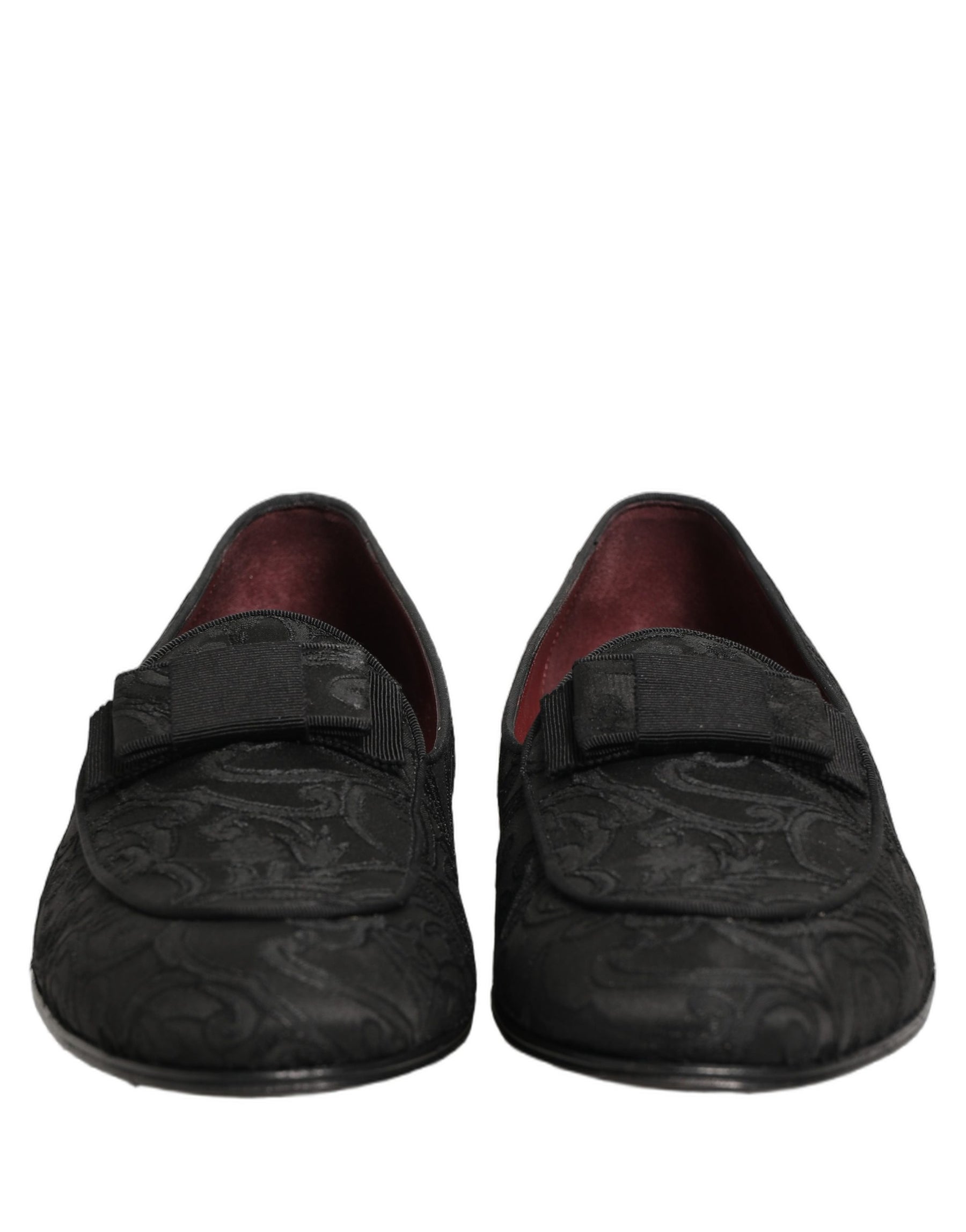 Dolce & Gabbana Black Floral Brocade Men Dress Loafers Shoes | Regal Royce