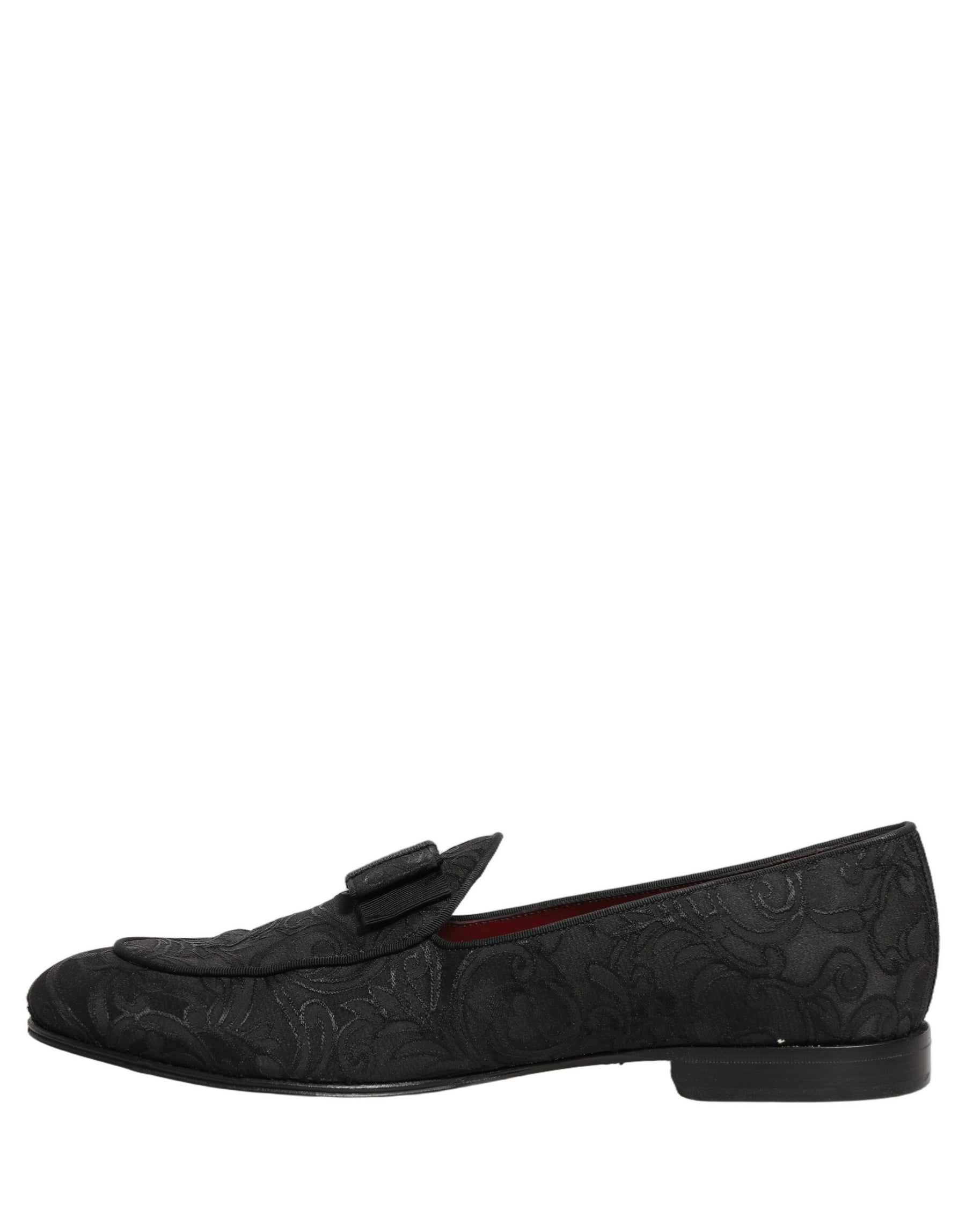 Dolce & Gabbana Black Floral Brocade Men Dress Loafers Shoes | Regal Royce