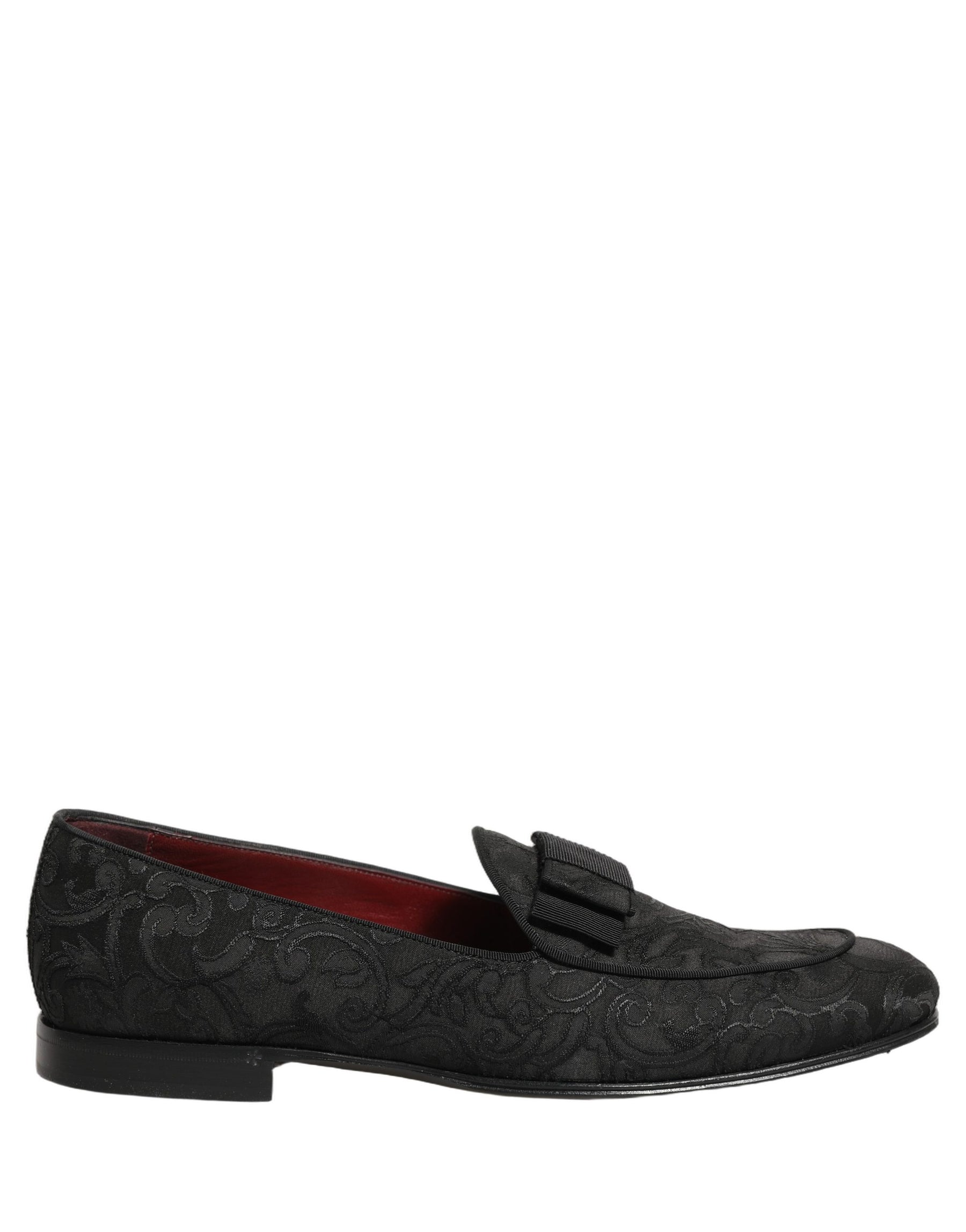 Dolce & Gabbana Black Floral Brocade Men Dress Loafers Shoes | Regal Royce