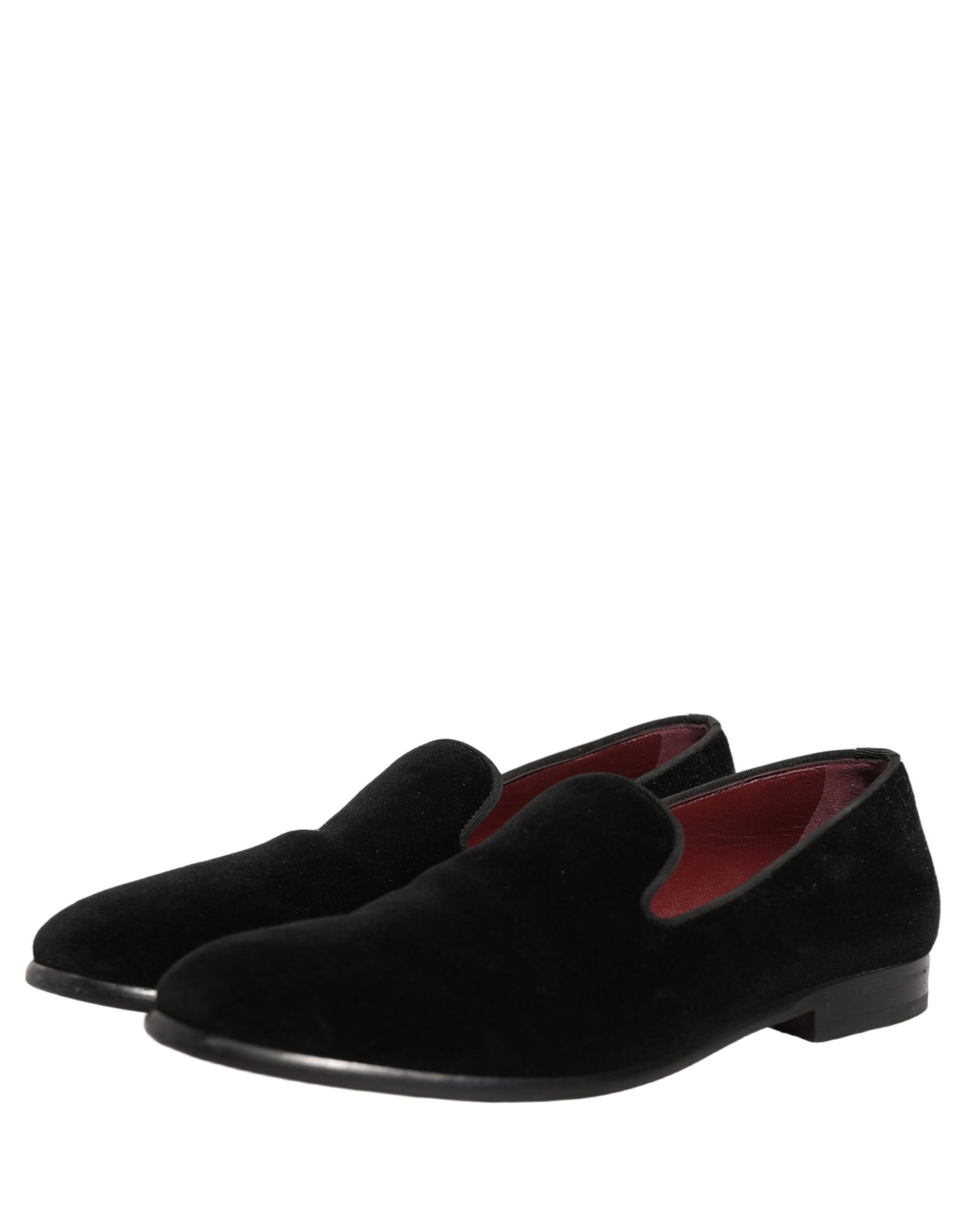 Dolce & Gabbana Black Velvet Cotton Loafers Formal Dress Shoes | Regal Royce