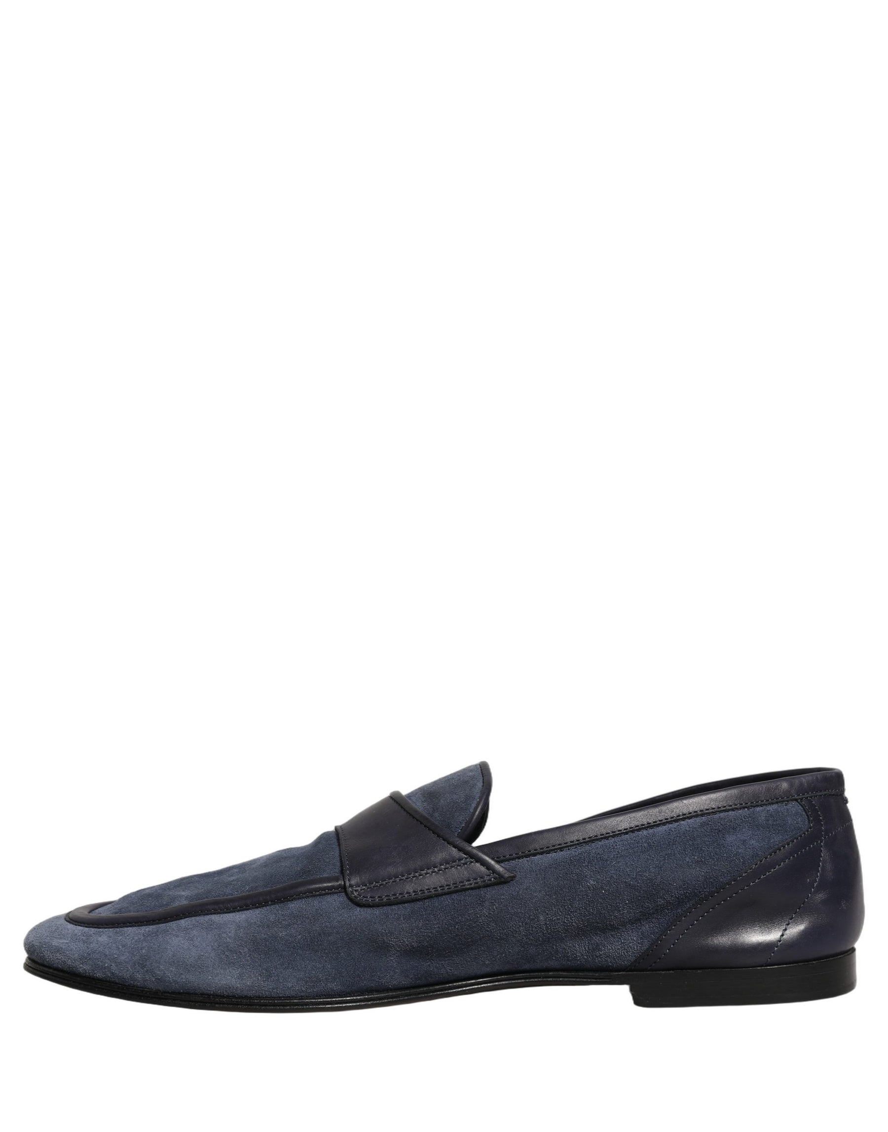 Dolce & Gabbana Blue Suede Leather Loafers Moccasins Shoes | Regal Royce