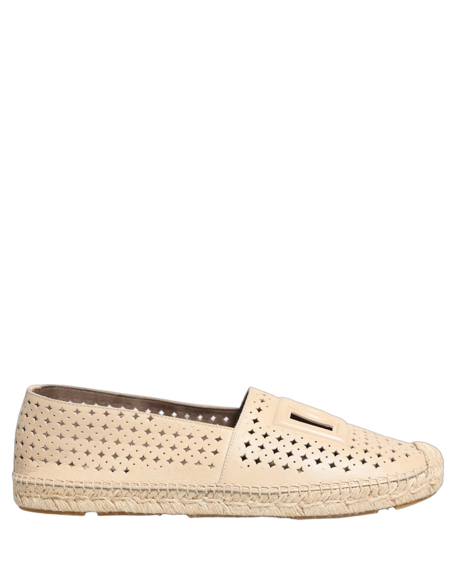 Dolce & Gabbana Beige Leather Cutout Logo Espadrilles Shoes | Regal Royce
