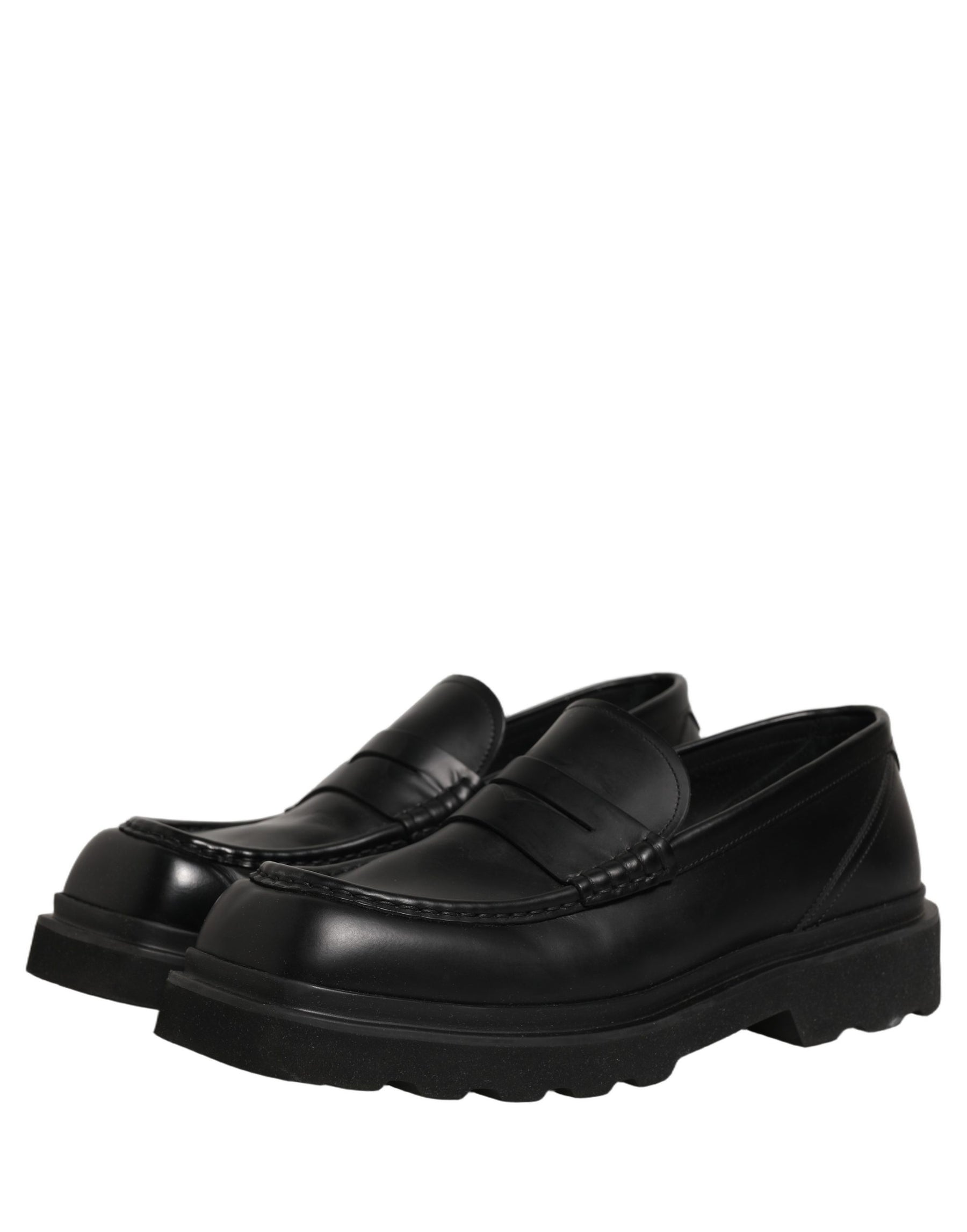 Dolce & Gabbana Black Calfskin Leather Men Dress Loafer Shoes | Regal Royce