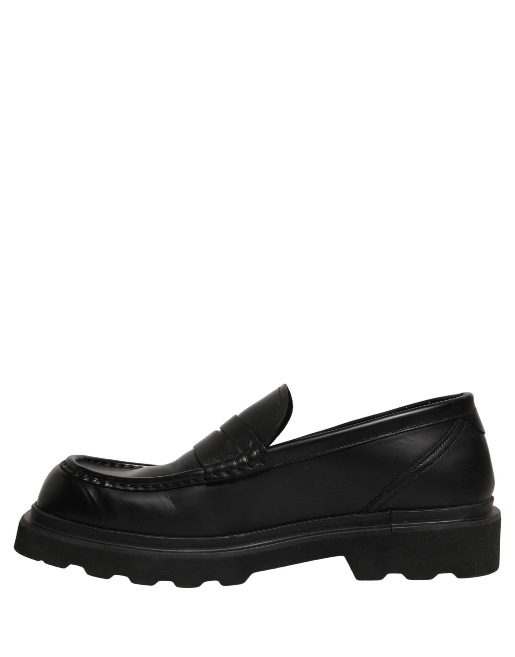 Dolce & Gabbana Black Calfskin Leather Men Dress Loafer Shoes | Regal Royce