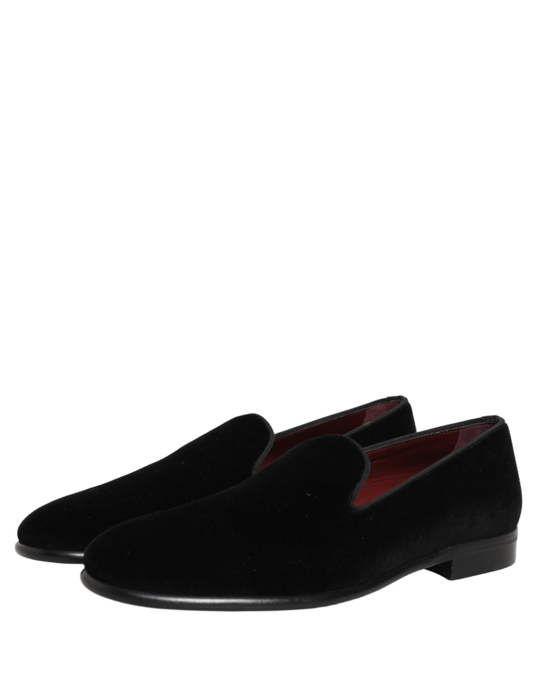 Dolce & Gabbana Black Velvet Loafers Formal Men Dress Shoes | Regal Royce