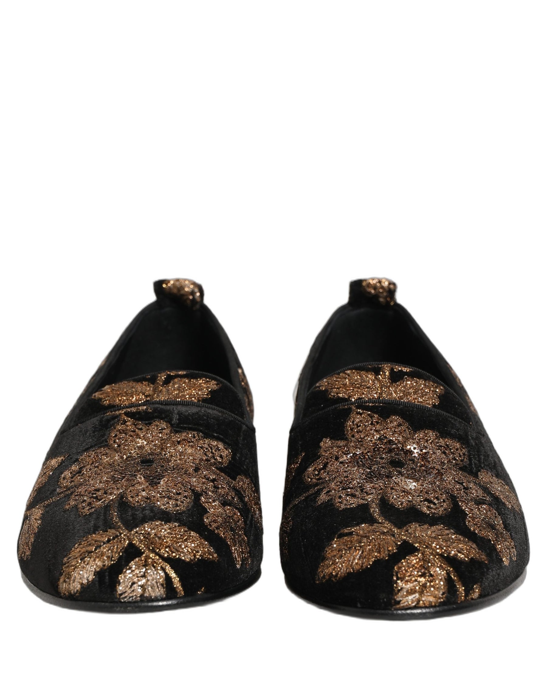 Dolce & Gabbana Black Floral Jacquard Dress Loafers Shoes | Regal Royce