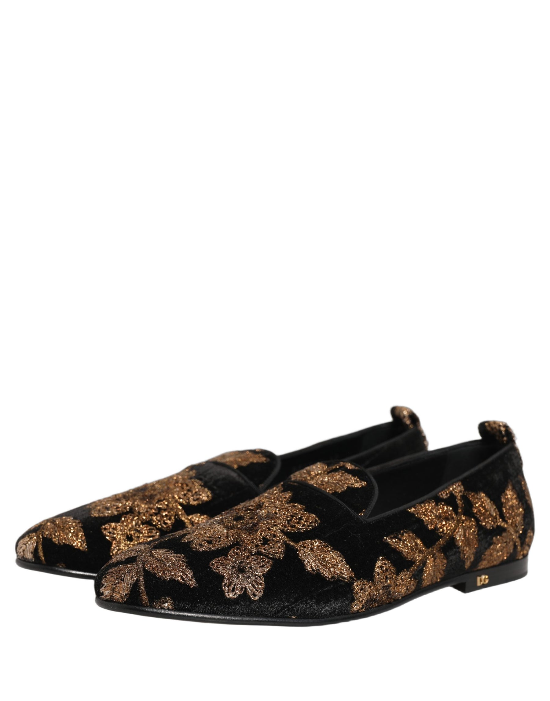 Dolce & Gabbana Black Floral Jacquard Dress Loafers Shoes | Regal Royce