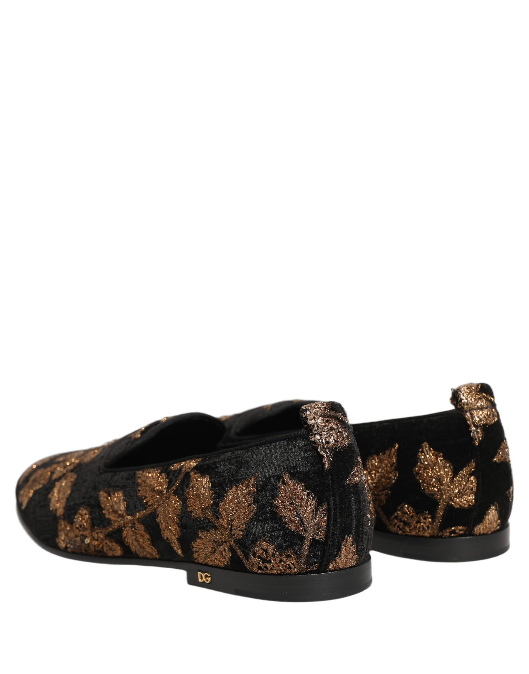 Dolce & Gabbana Black Floral Jacquard Dress Loafers Shoes | Regal Royce