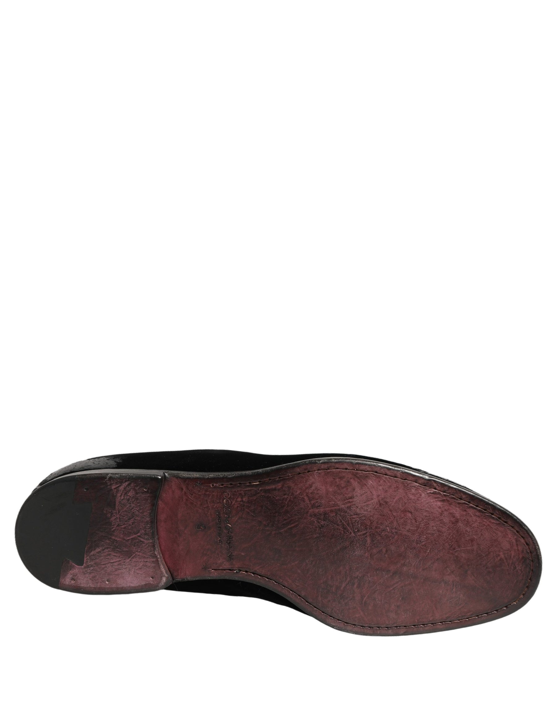Dolce & Gabbana Black Velvet Loafers Formal Men Dress Shoes | Regal Royce