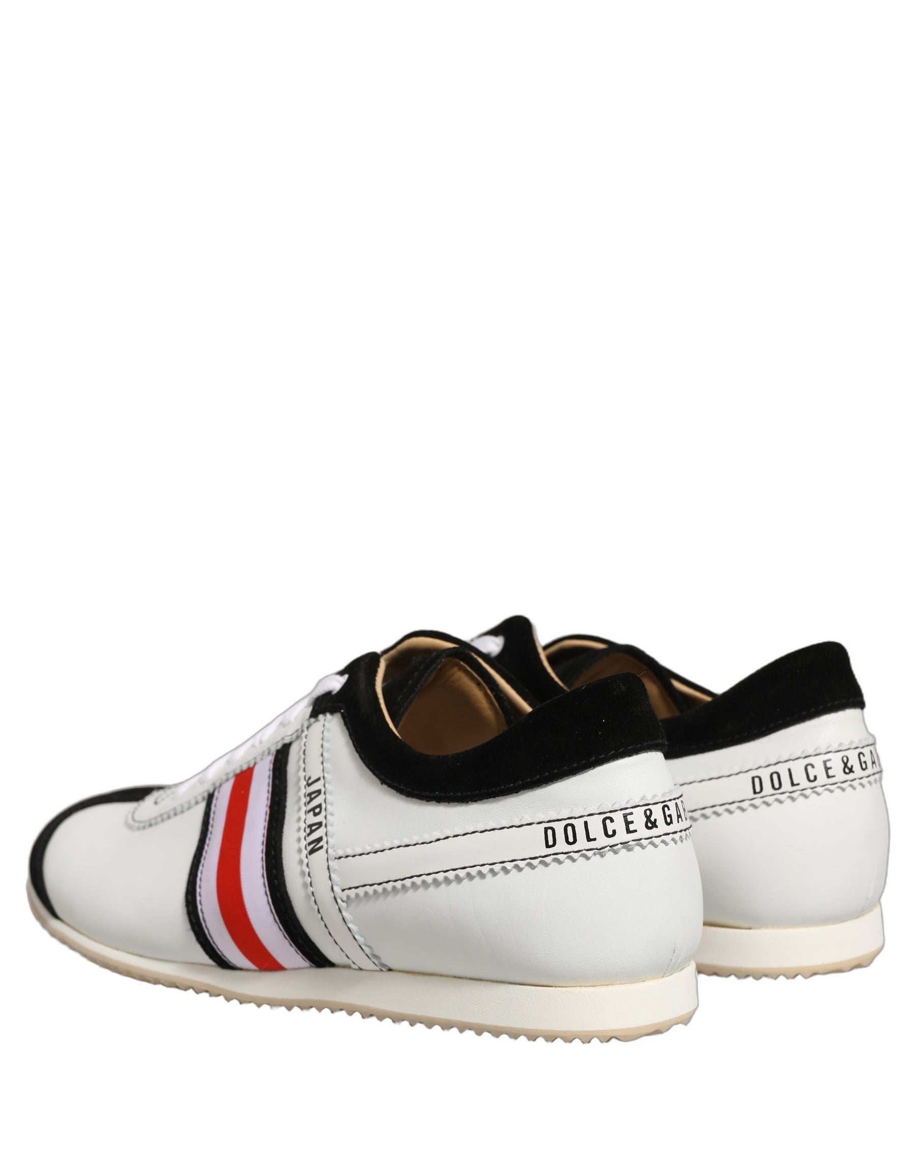 Dolce & Gabbana Black White Leather Suede Low Top Sneakers Shoes | Regal Royce