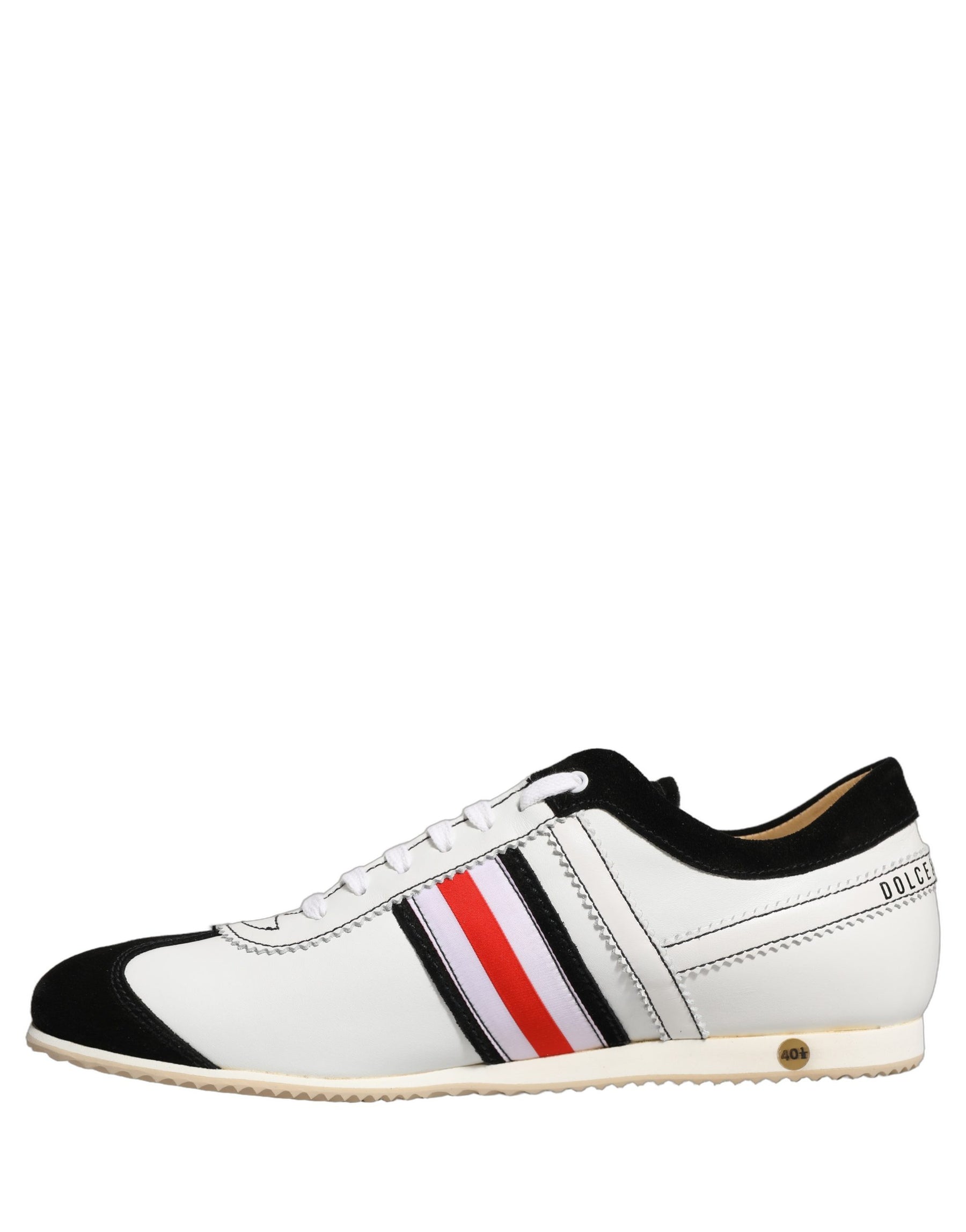 Dolce & Gabbana Black White Leather Suede Low Top Sneakers Shoes | Regal Royce