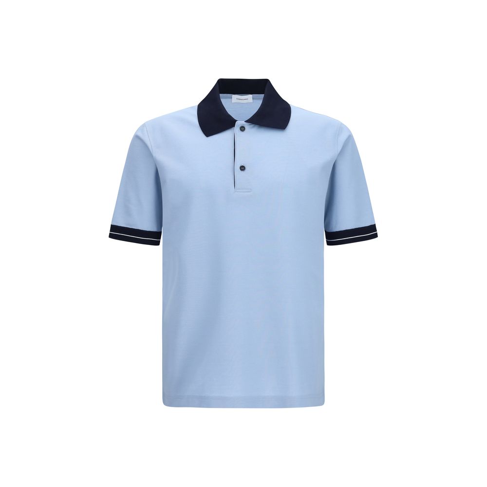 Ferragamo Blue Cotton Polo Shirt | Regal Royce