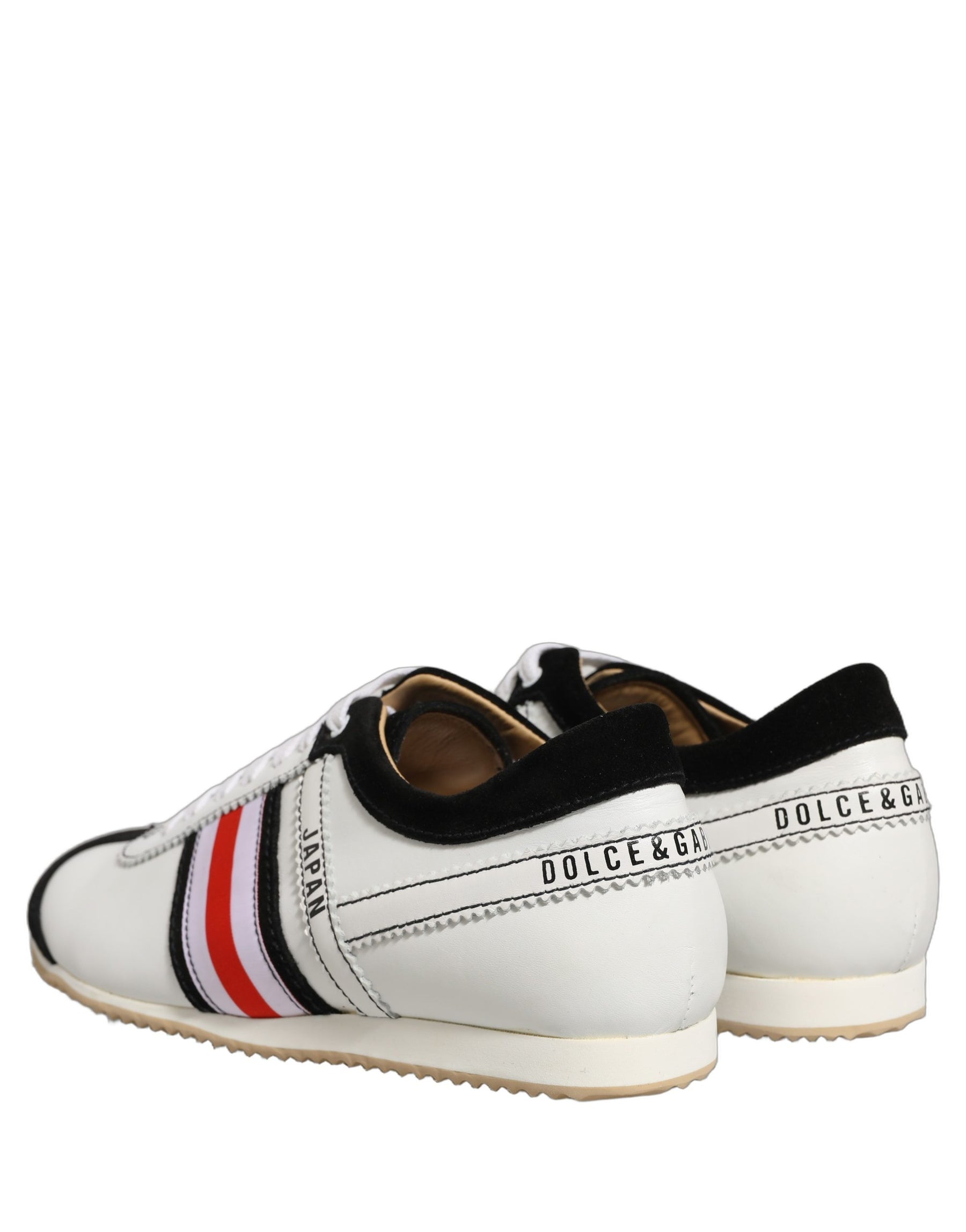 Dolce & Gabbana Black White Leather Suede Low Top Sneakers Shoes | Regal Royce