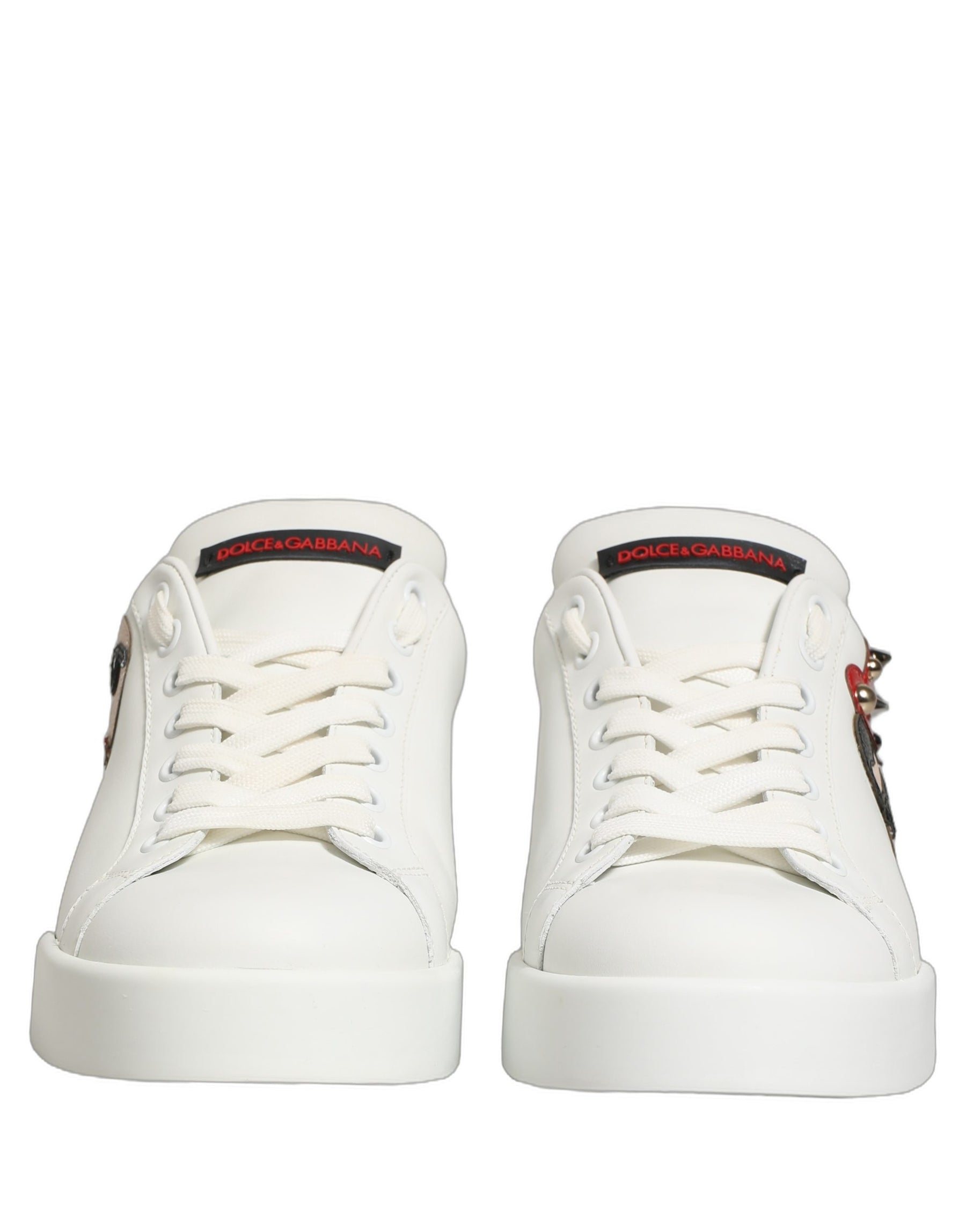 Dolce & Gabbana White Patch Calfskin Nappa Portofino Sneakers Shoes | Regal Royce