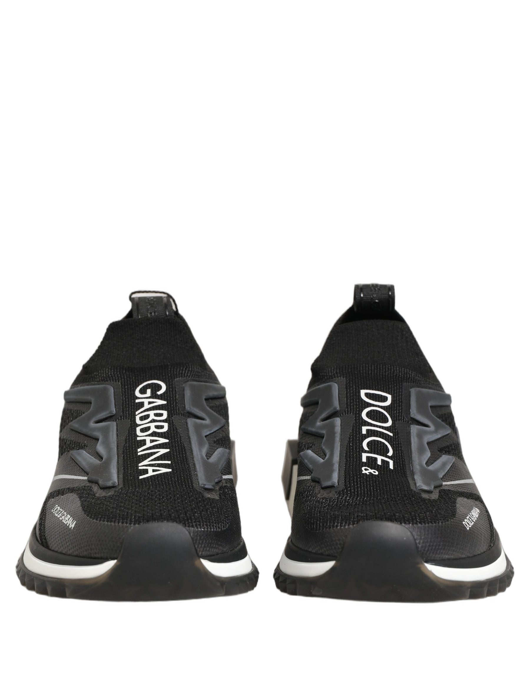 Dolce & Gabbana Black White Sorrento Slip-On Logo Sneakers Shoes | Regal Royce