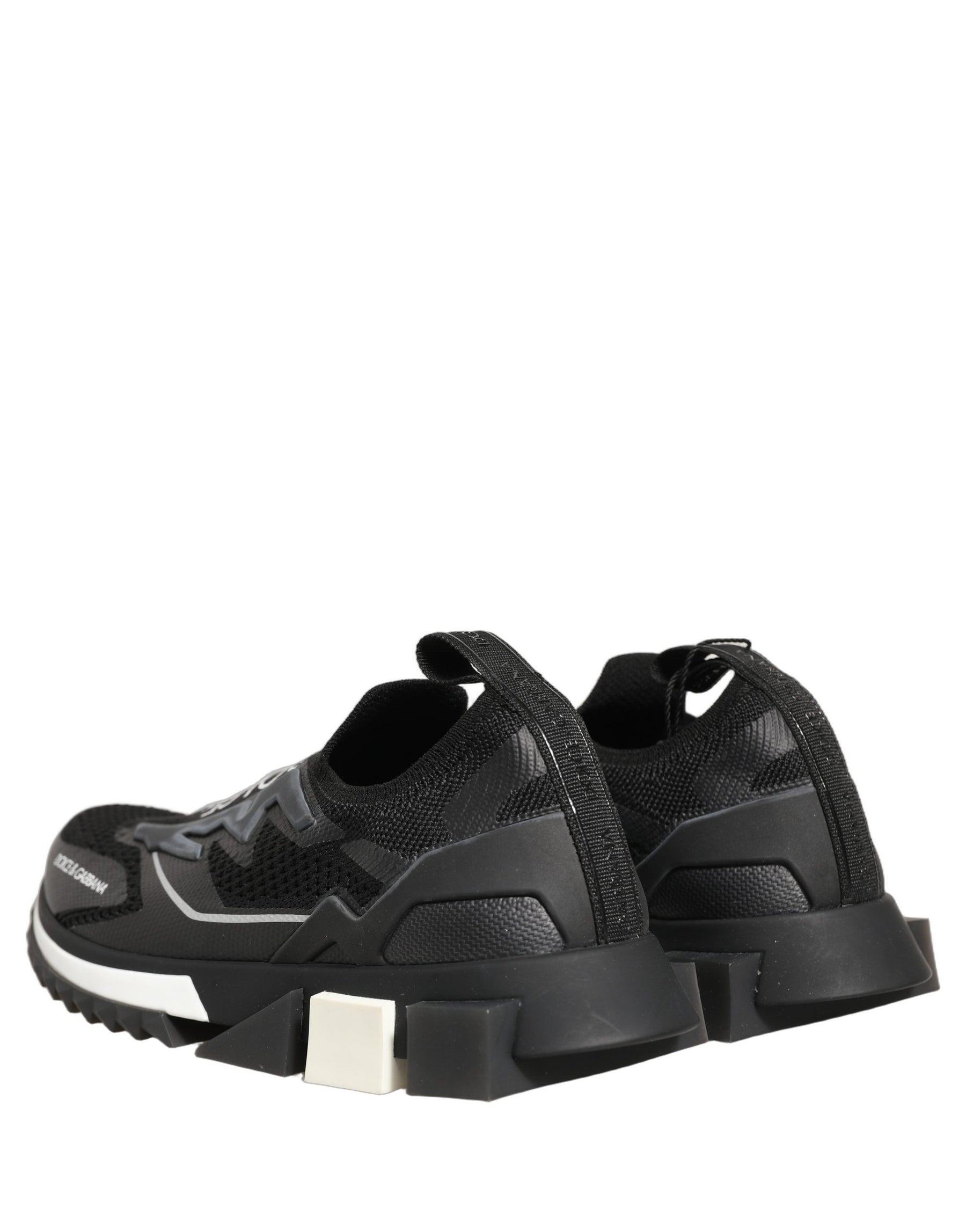 Dolce & Gabbana Black White Sorrento Slip-On Logo Sneakers Shoes | Regal Royce