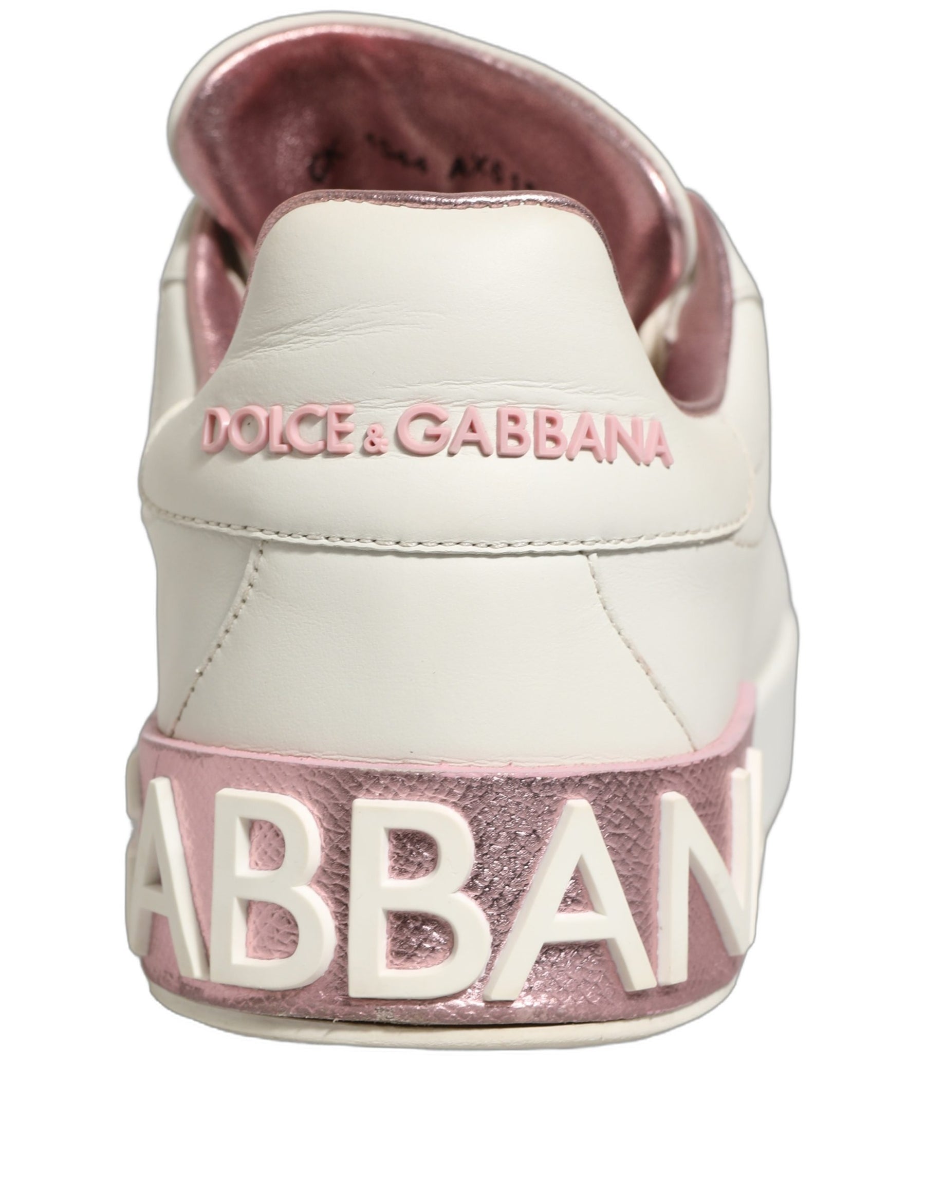 Dolce & Gabbana White Pink Leather Low Top Sneakers Shoes | Regal Royce