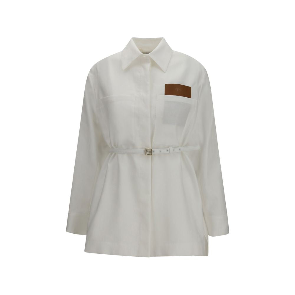Fendi White Linen Full-Length Jacket | Regal Royce