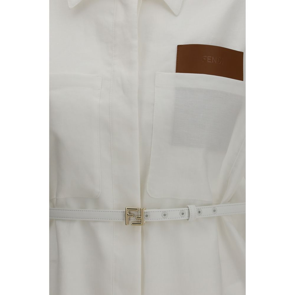 Fendi White Linen Full-Length Jacket | Regal Royce