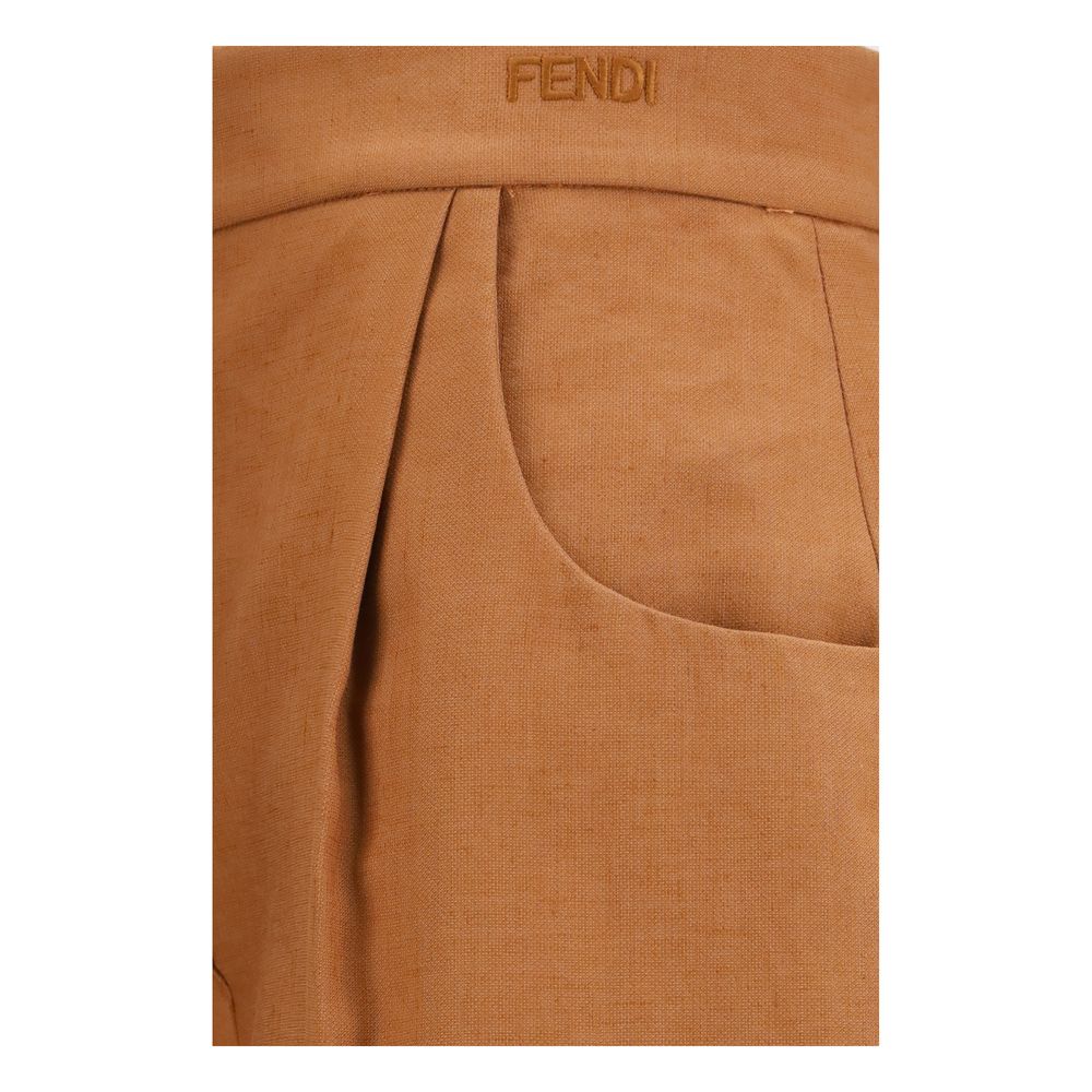 Fendi Brown Linen Casual Pants | Regal Royce
