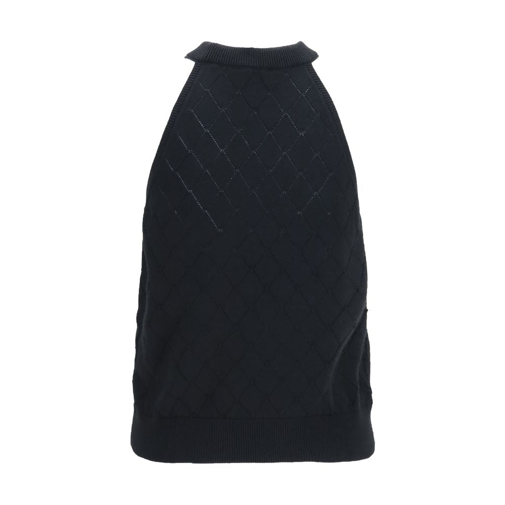 Balmain Black Wool Oves Aries Sleeveles T-Shirt | Regal Royce