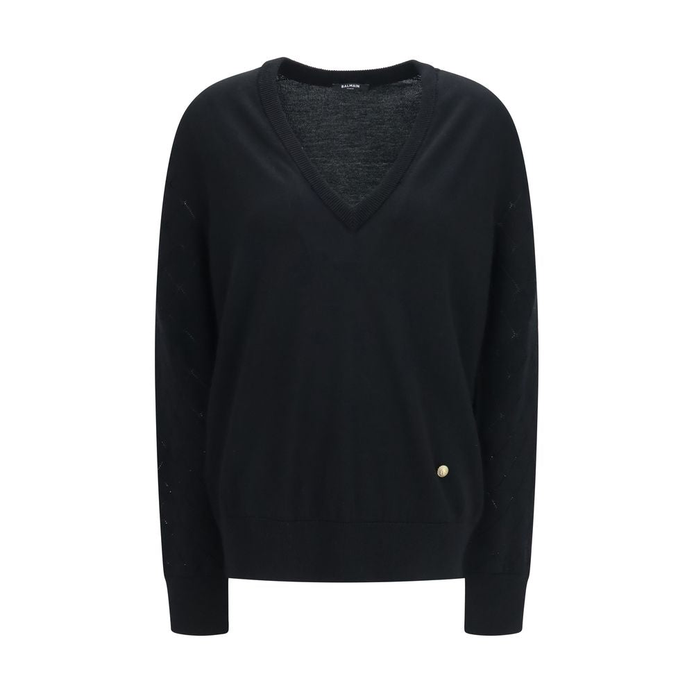 Balmain Black Wool Oves Aries Sweatshirt | Regal Royce