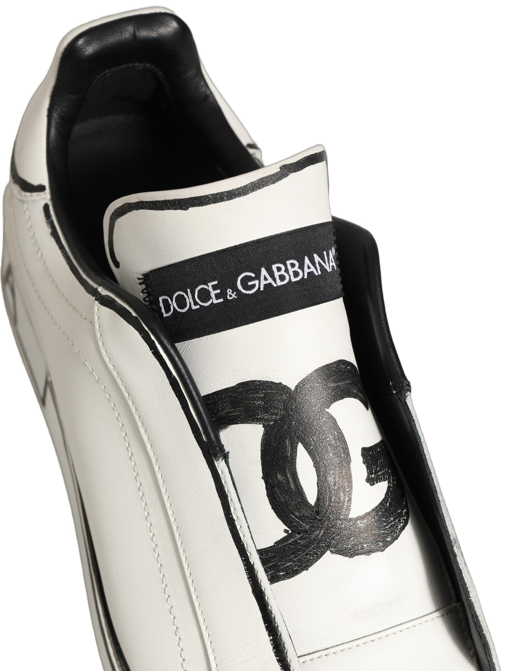 Dolce & Gabbana White Leather Portofino Low Top Sneakers Shoes | Regal Royce