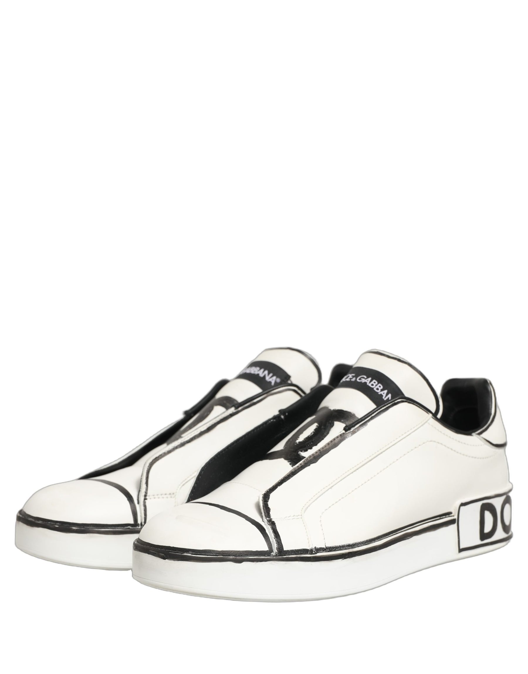 Dolce & Gabbana White Leather Portofino Low Top Sneakers Shoes | Regal Royce