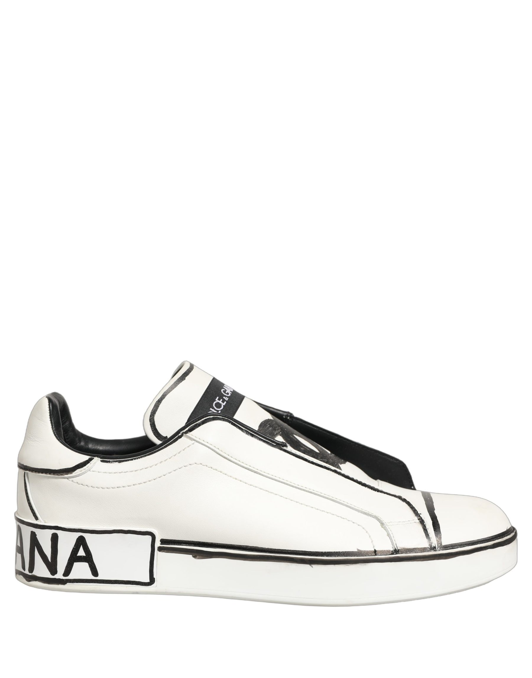 Dolce & Gabbana White Leather Portofino Low Top Sneakers Shoes | Regal Royce