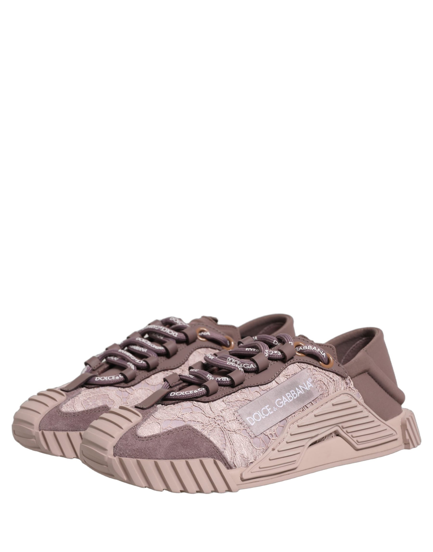 Dolce & Gabbana Pink Lace NS1 Low Top Sneaker Sports Shoes | Regal Royce