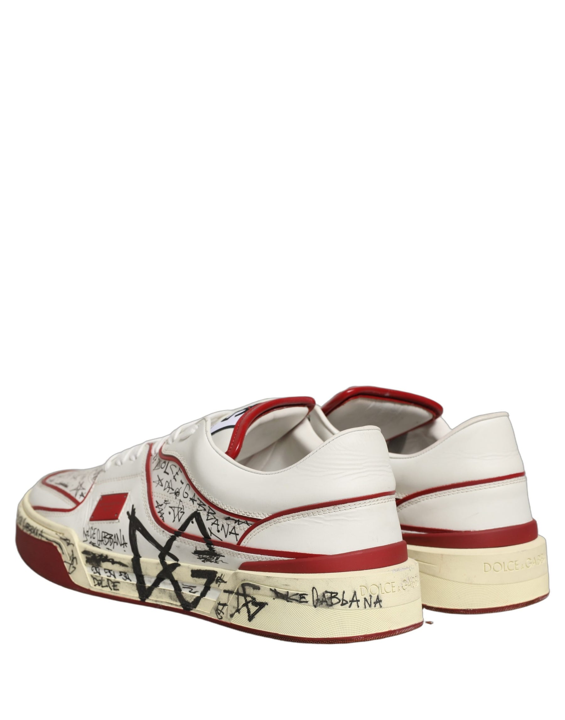 Dolce & Gabbana White Red New Roma Graffiti Sneakers Shoes | Regal Royce