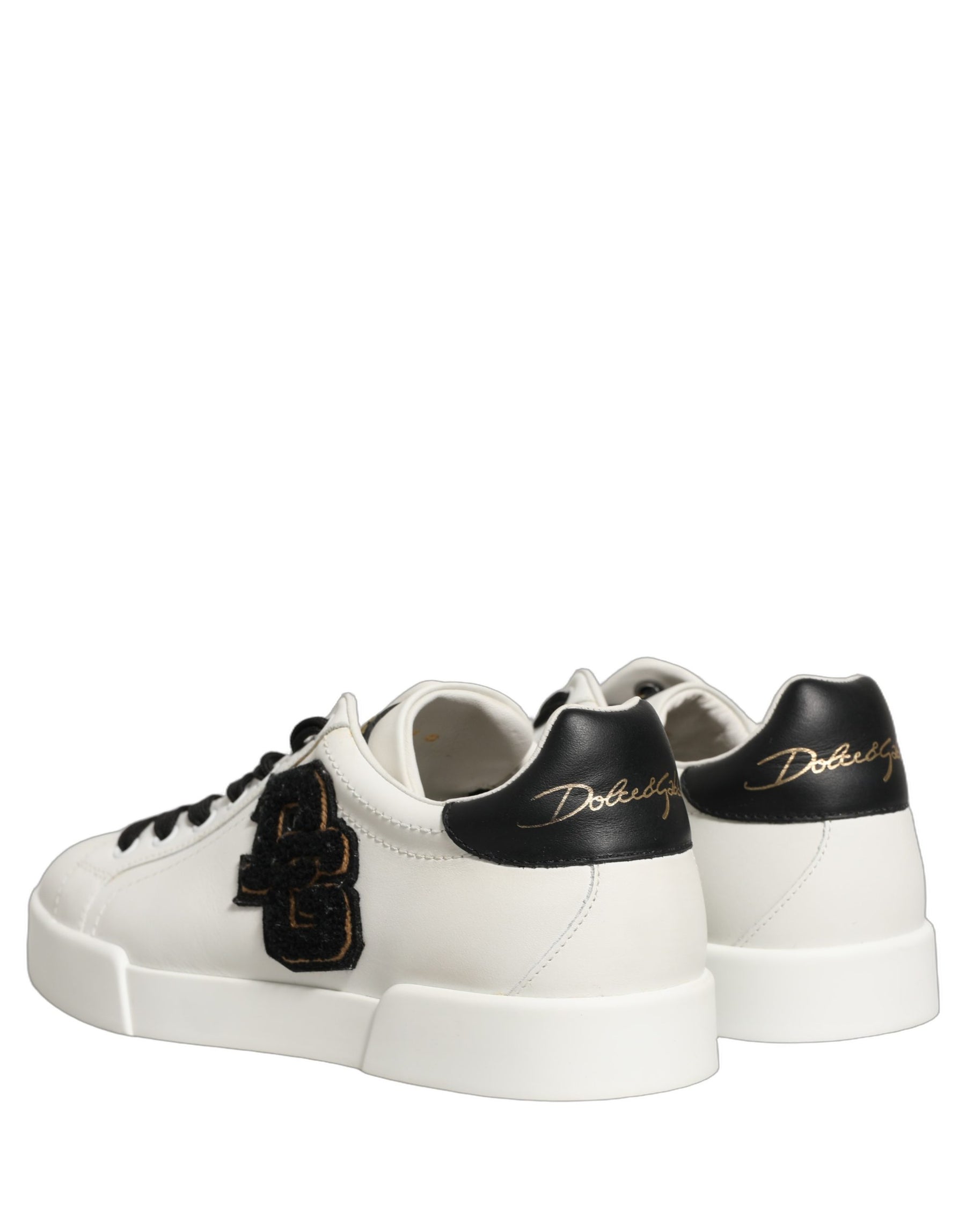 Dolce & Gabbana White Leather DG Logo Low Top Sneakers Shoes | Regal Royce